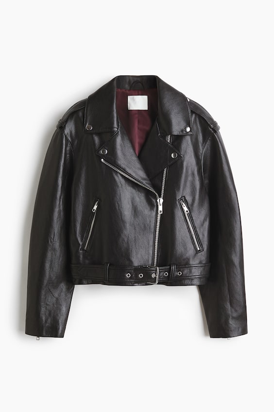 Женские куртки H&M Coated Biker Jacket