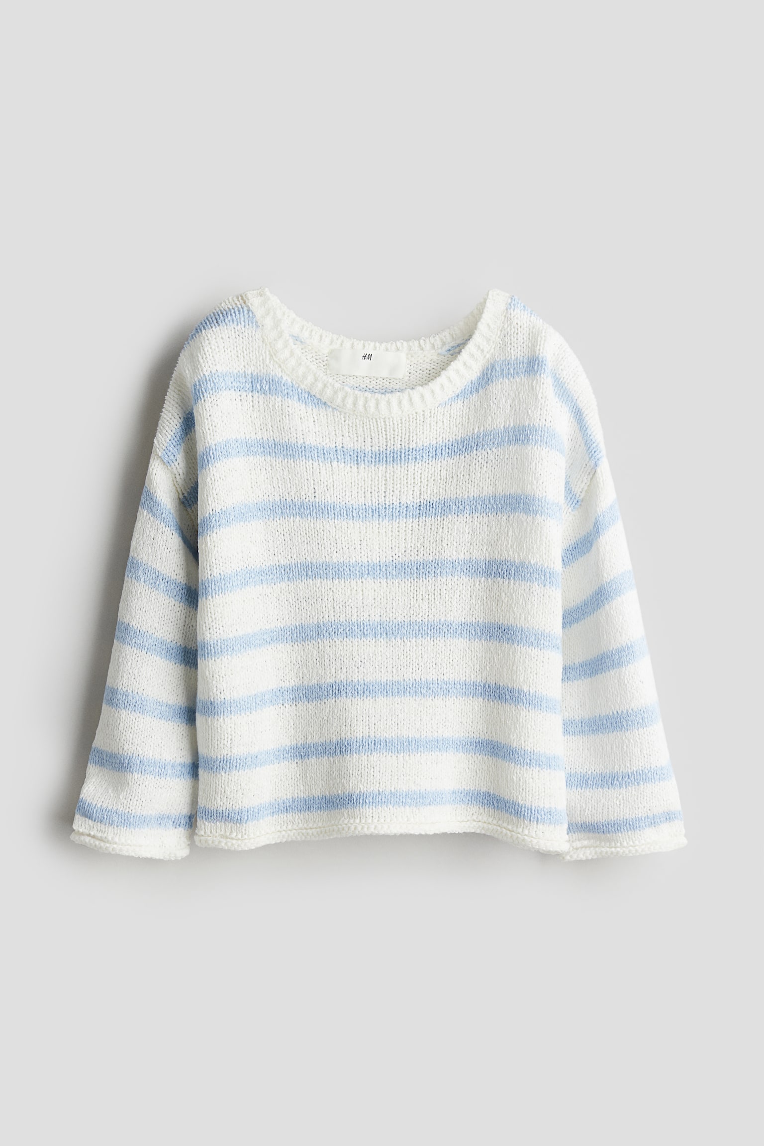 Roll-edge jumper - Light blue/White striped - 1