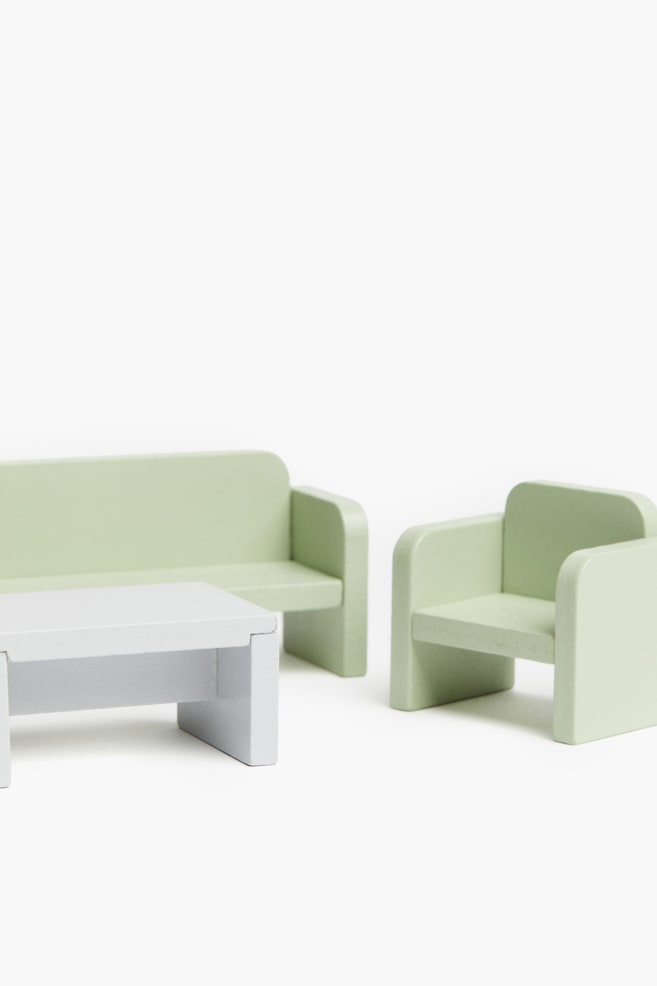 Set giocattolo in legno per la casa delle bambole-Verde chiaro - 4