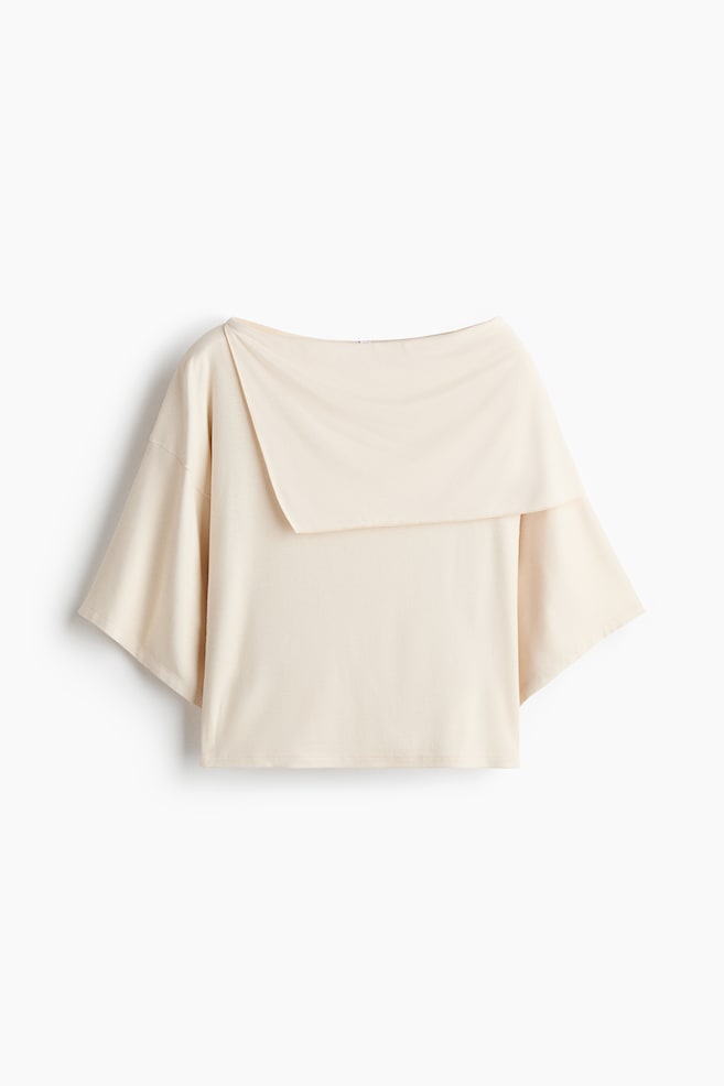 Cape-detail jersey top - Cream/Dark blue/Black/Dark plum purple - 1