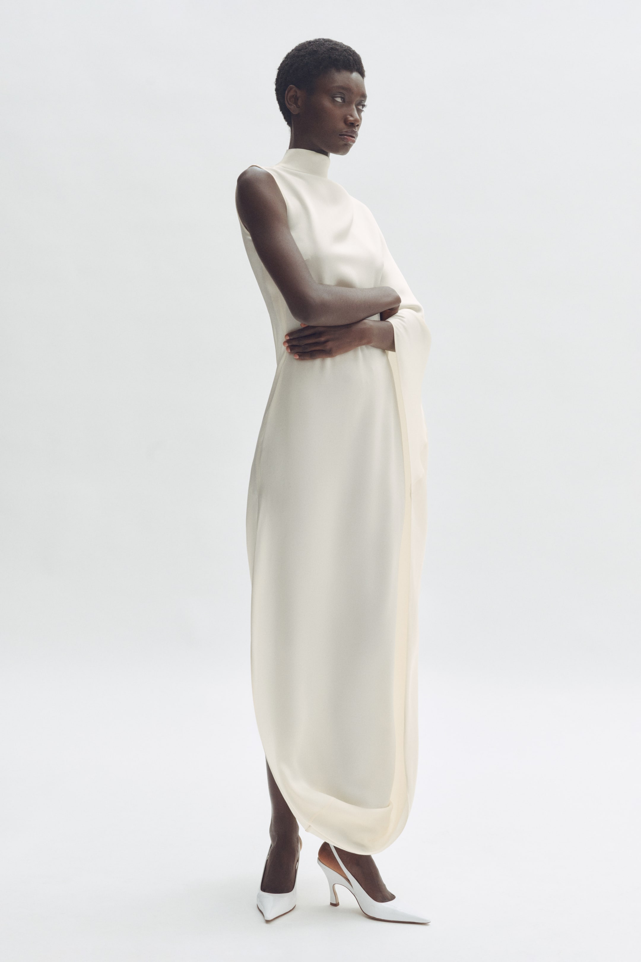 Satin Cape Dress