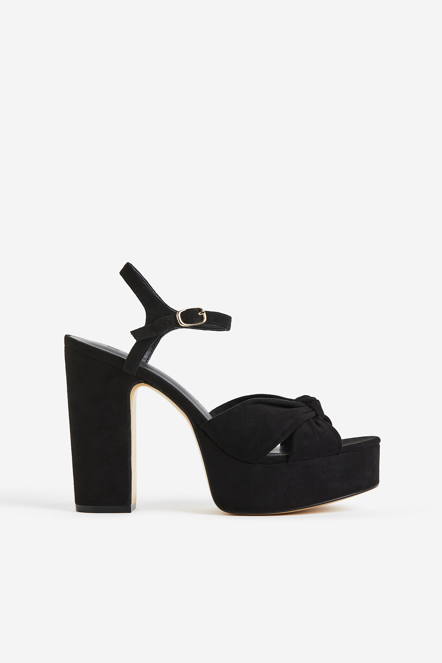 Knot Detail Platform Sandals - Black/Natural white - 1