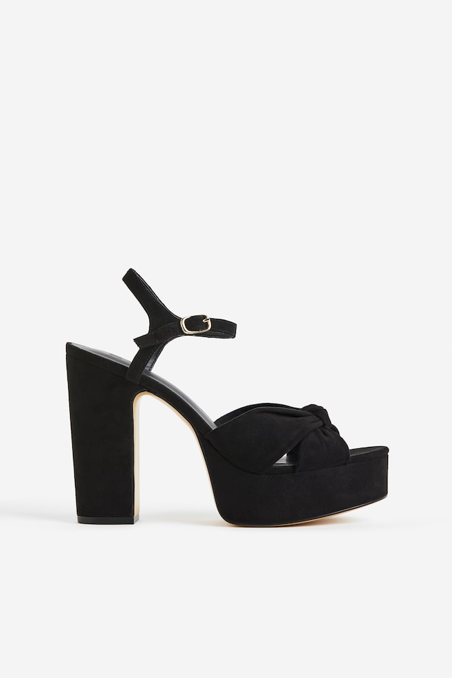Knot-detail platform sandals - Black/Natural white - 2