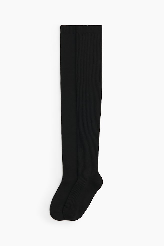 2er-Pack Overknee-Strümpfe - Schwarz/Dunkelbraun/Hellbeige/Schwarz - 1