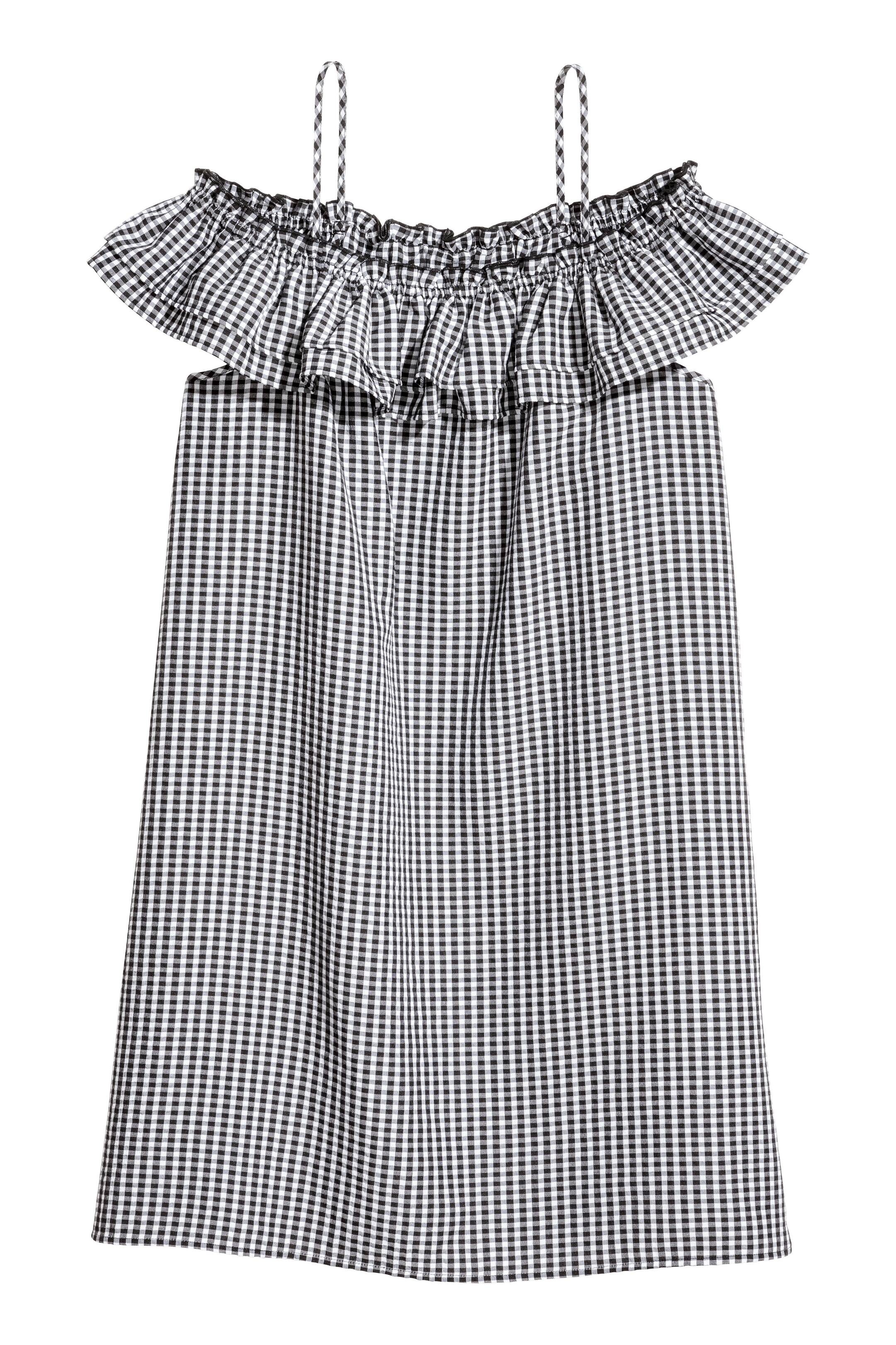 View larger image: Off-the-shoulder dress - Black/White/Checked - Ladies | H&M GB 1