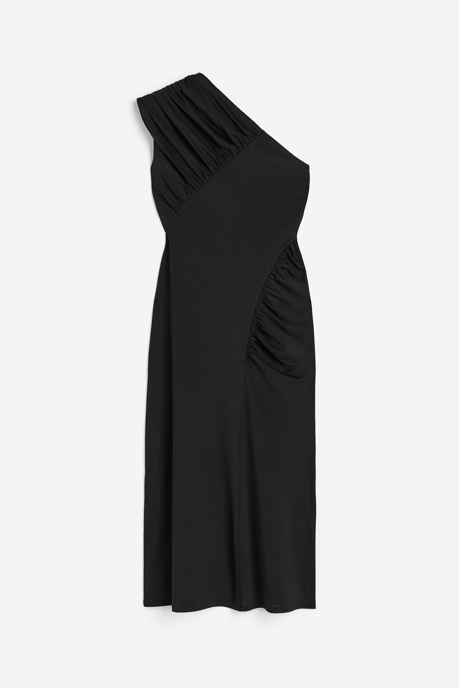 Draped one-shoulder dress - Black - 1