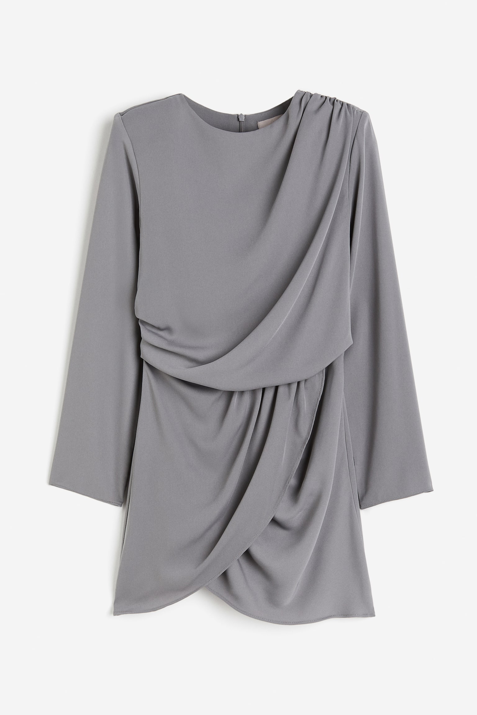 Draped dress - Grey/Black/Cream - 1