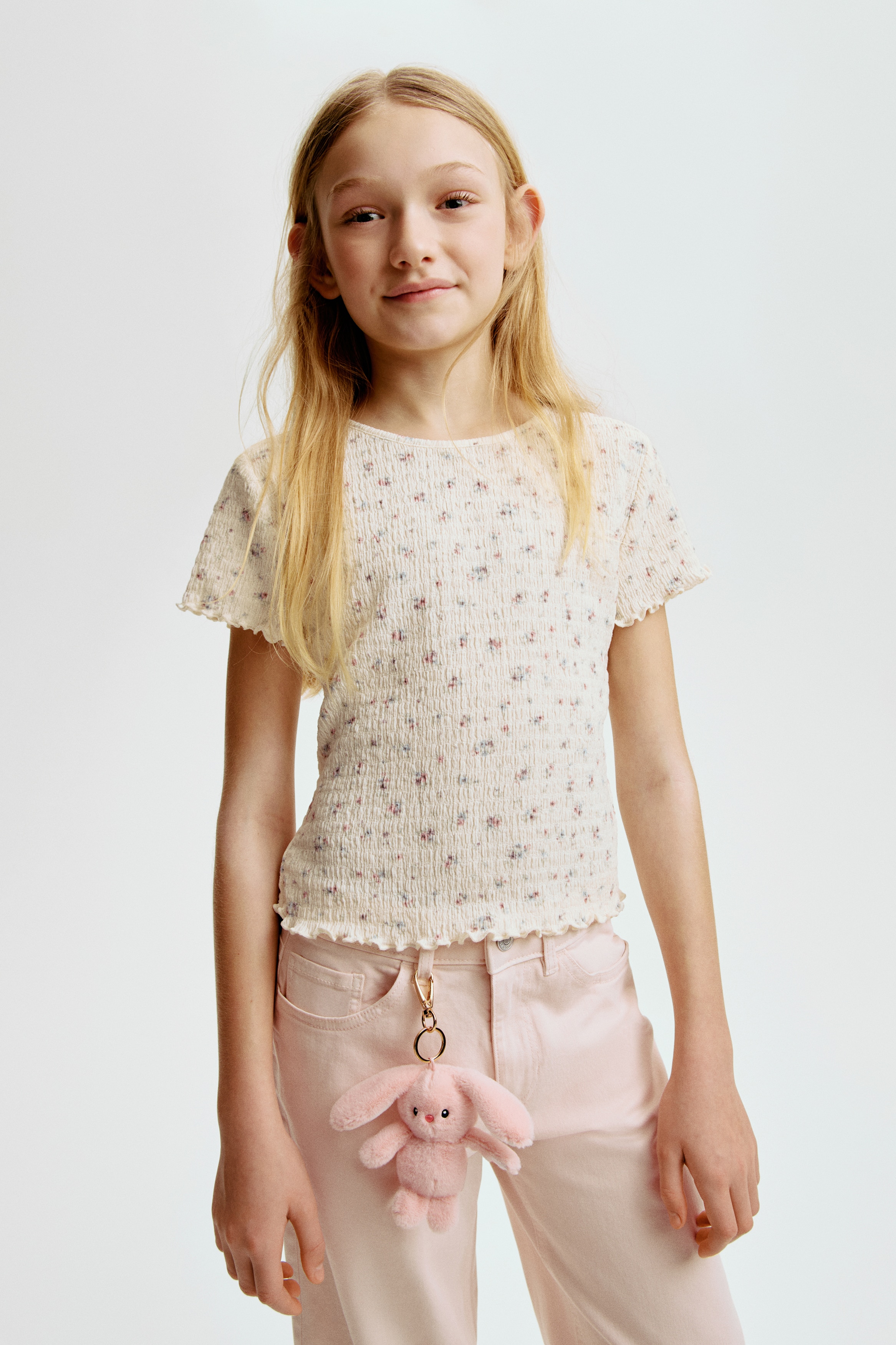 Top a smock - Crema/fiori/Rosa chiaro/fiori/Azzurro