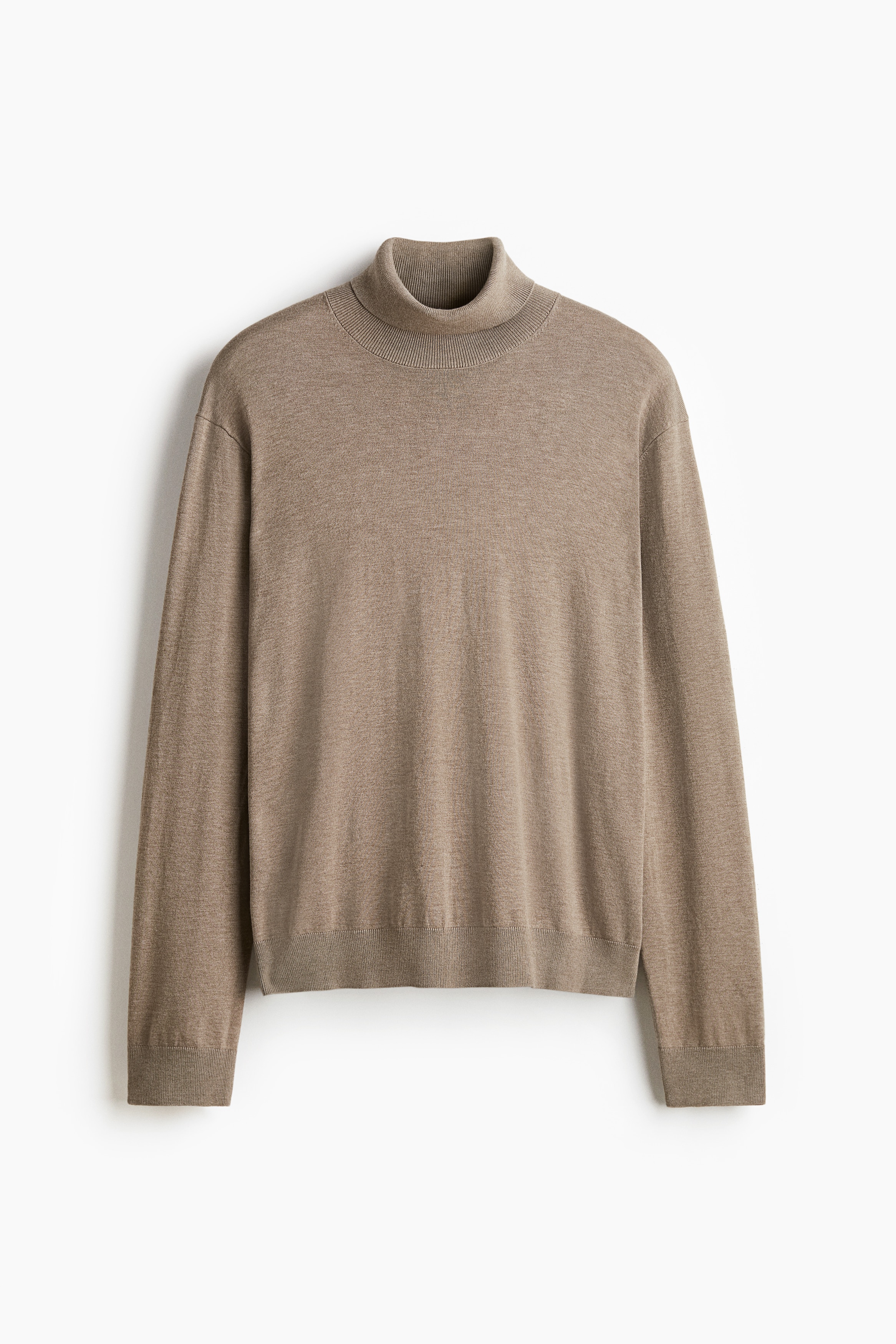 Rollkragenpullover in Regular Fit - Dunkelbeige/Schwarz