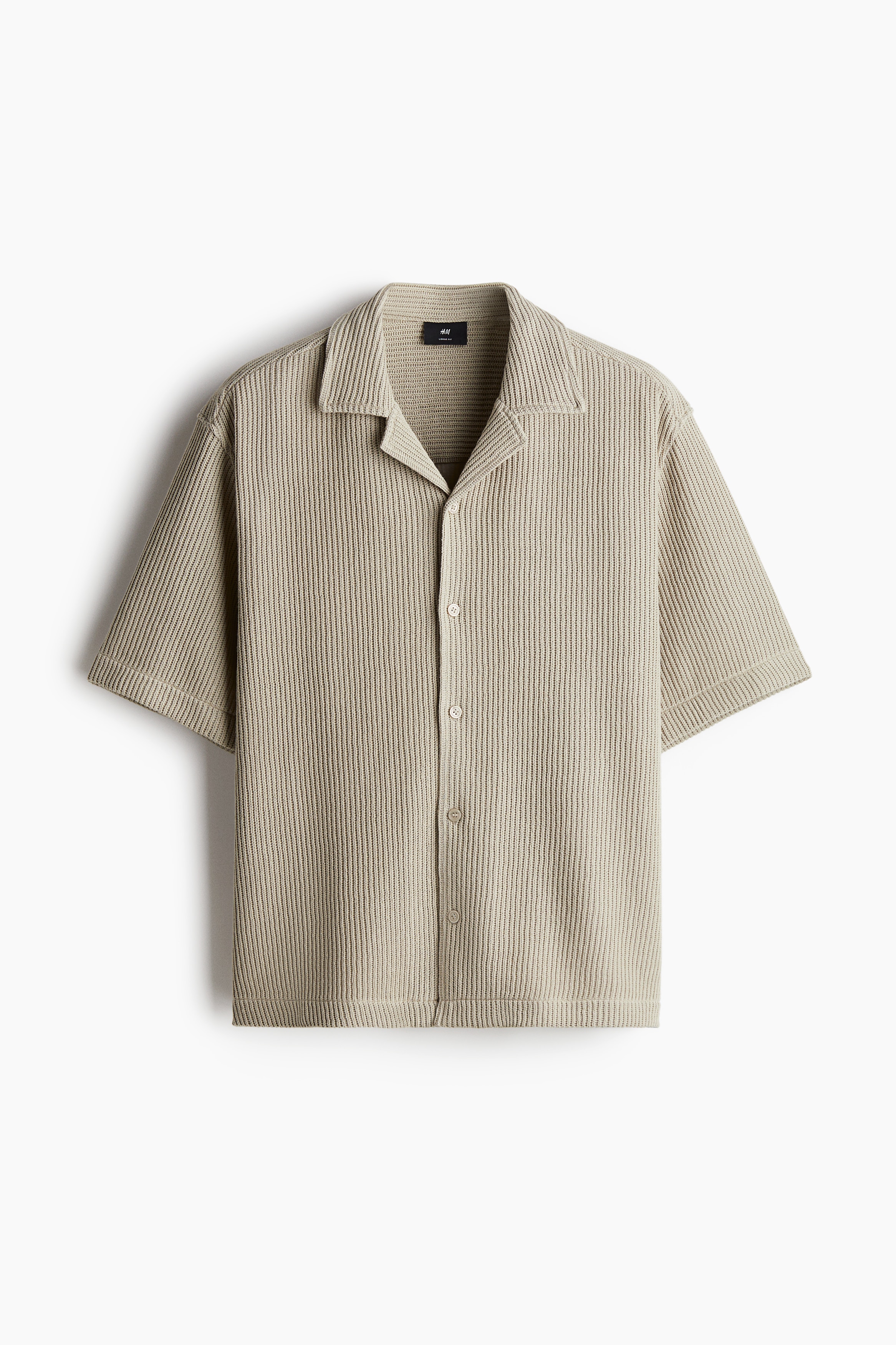 Camicia bowling a coste Loose Fit - Beige/Nero