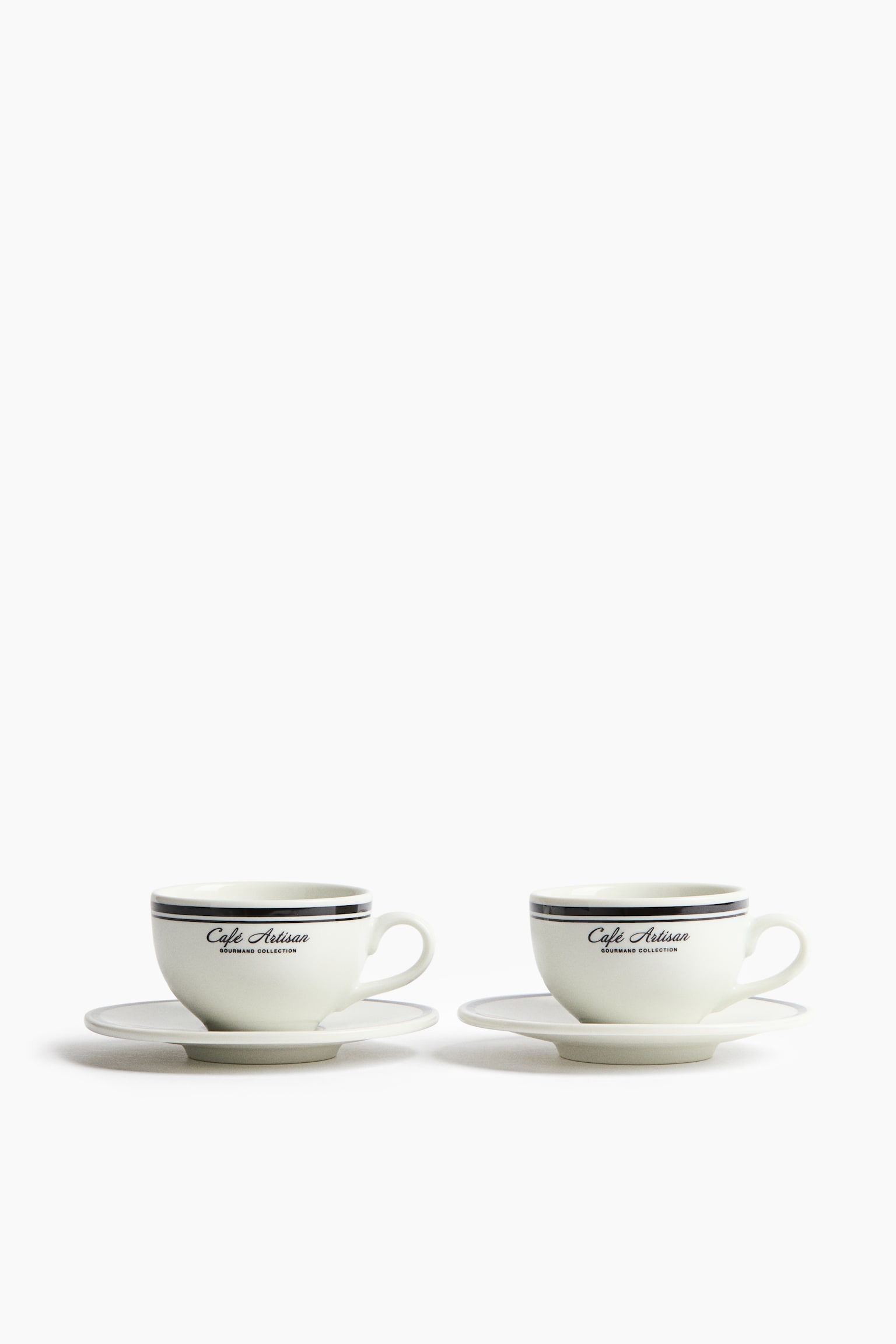 2-pack porcelain cappuccino cups and saucers - White/Black