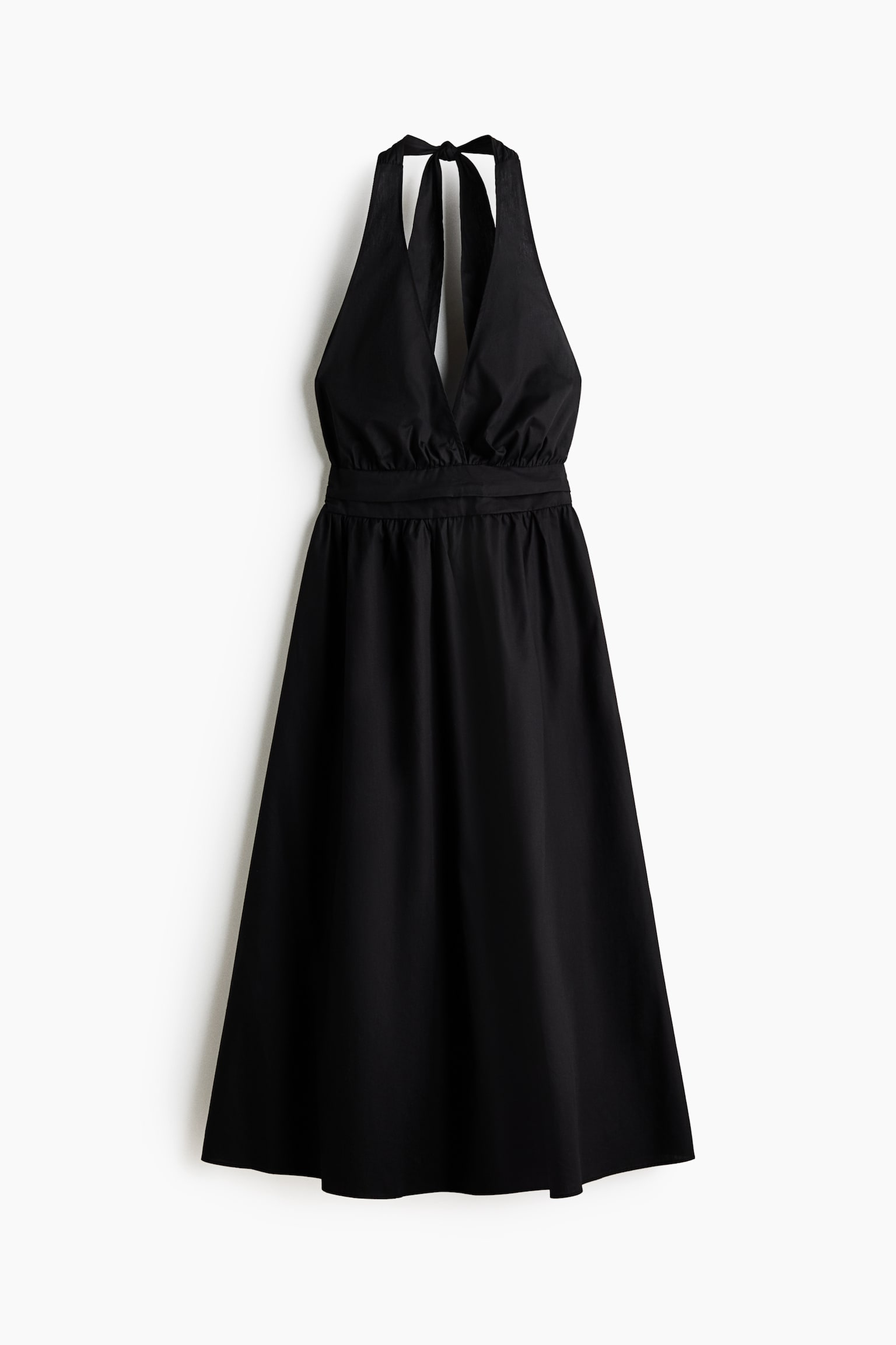Cotton halterneck dress - Black/Dark brown - 1
