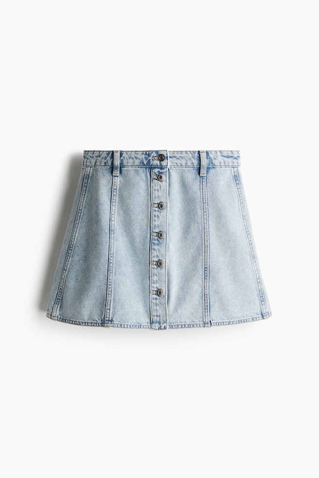 A-line denim mini skirt - Light denim blue/Cream - 1
