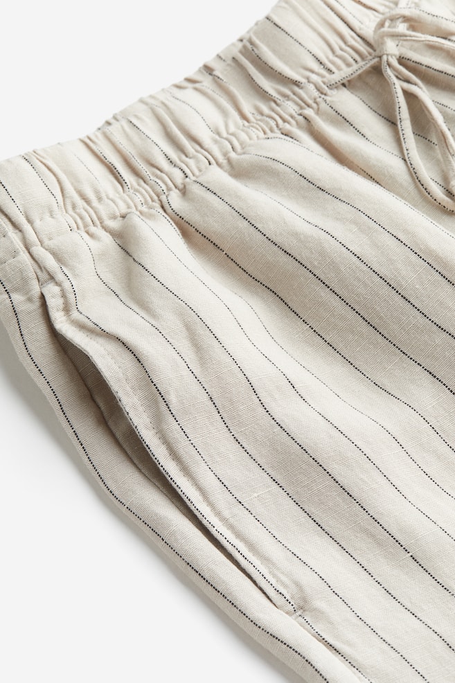 Linen-blend pull-on trousers - Light beige/Pinstriped/Light beige/Black/Cream/Leaf-patterned/dc - 6