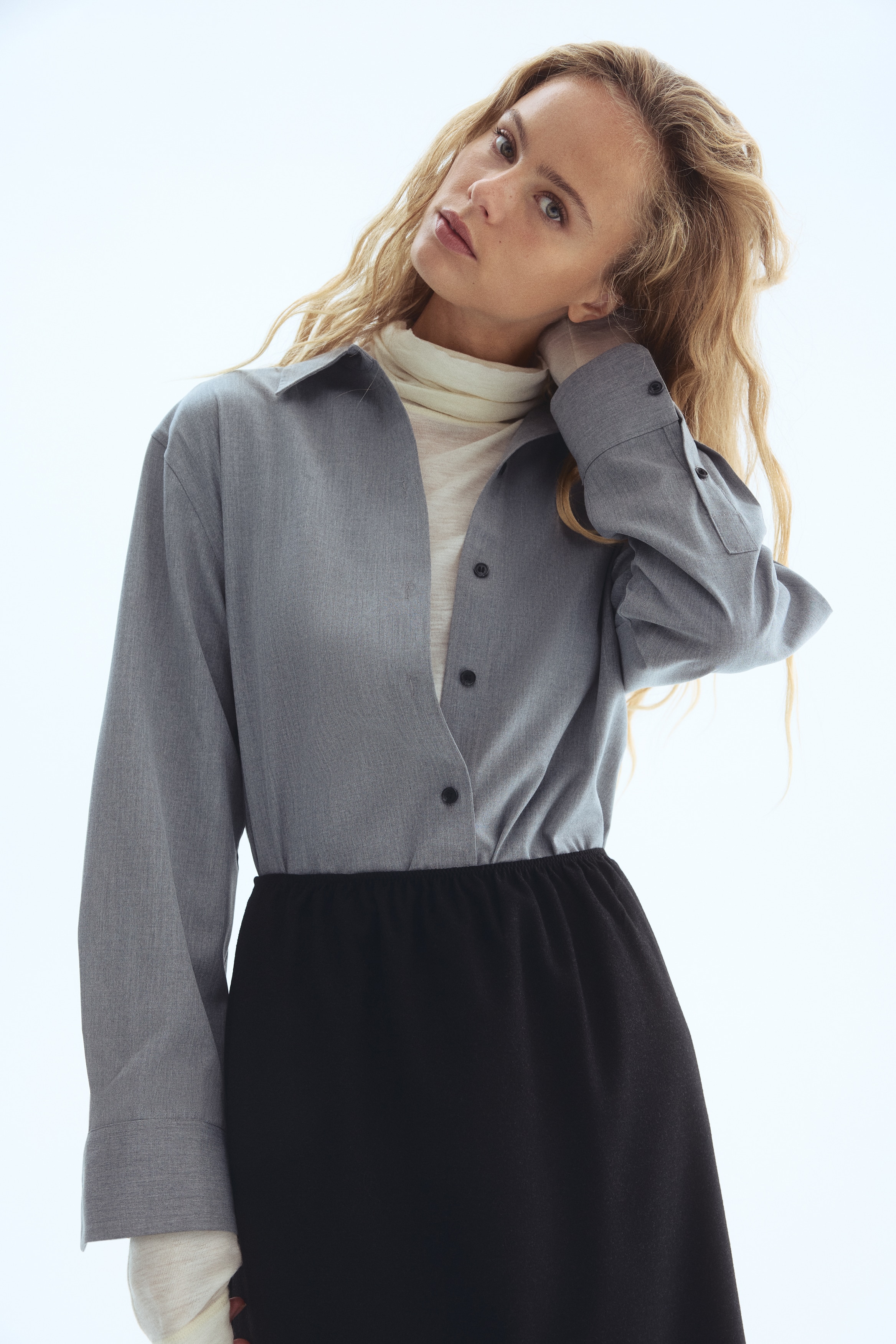 Sharon ribbon tops gray andmary② ANDMARY】Sharon ribbon tops