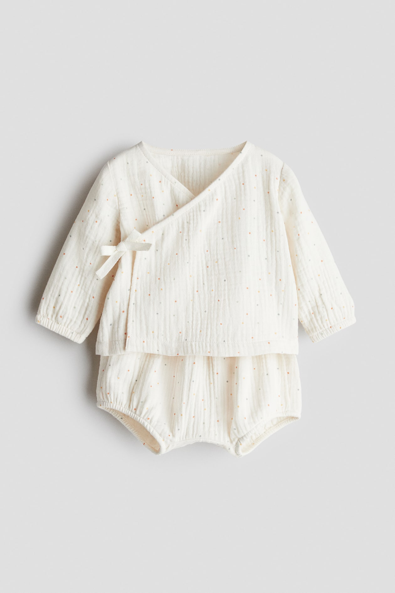 Ensemble 2 pièces en mousseline - Crème/pois - ENFANT | H&M FR
