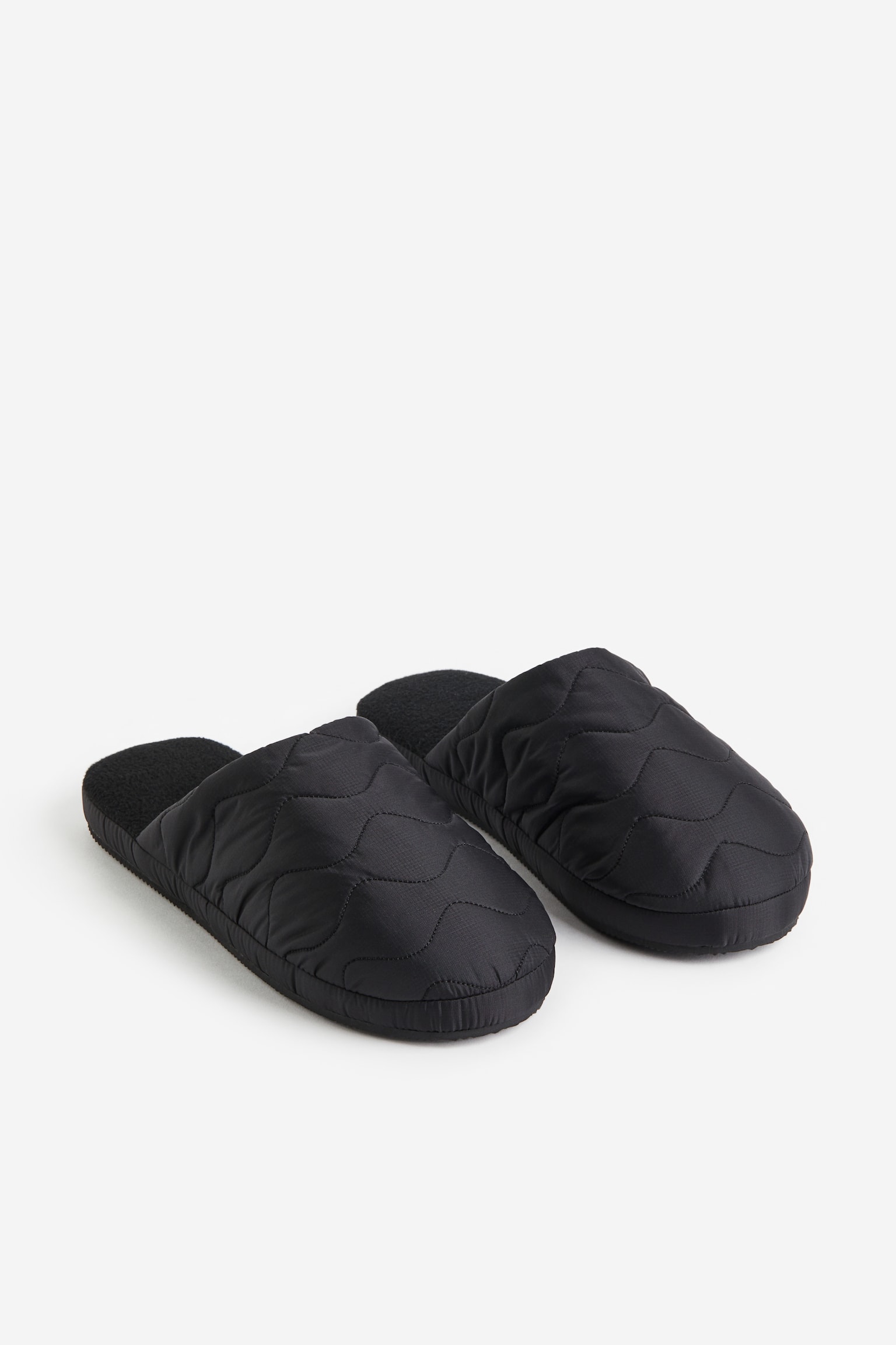 Warm-lined padded slippers - Black - 2