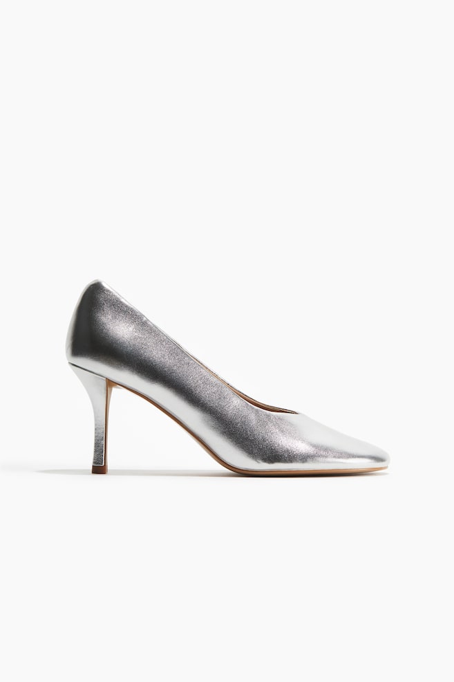 Escarpins en cuir - Argenté/Bordeaux/Noir - 1