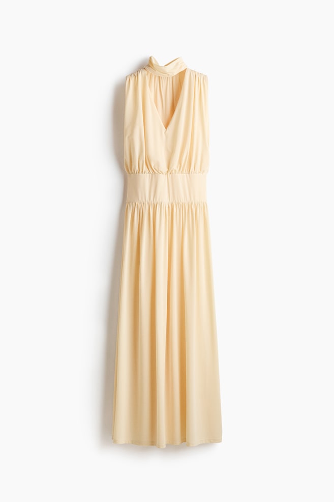 Vestido midi drapeado - Amarillo claro - 1