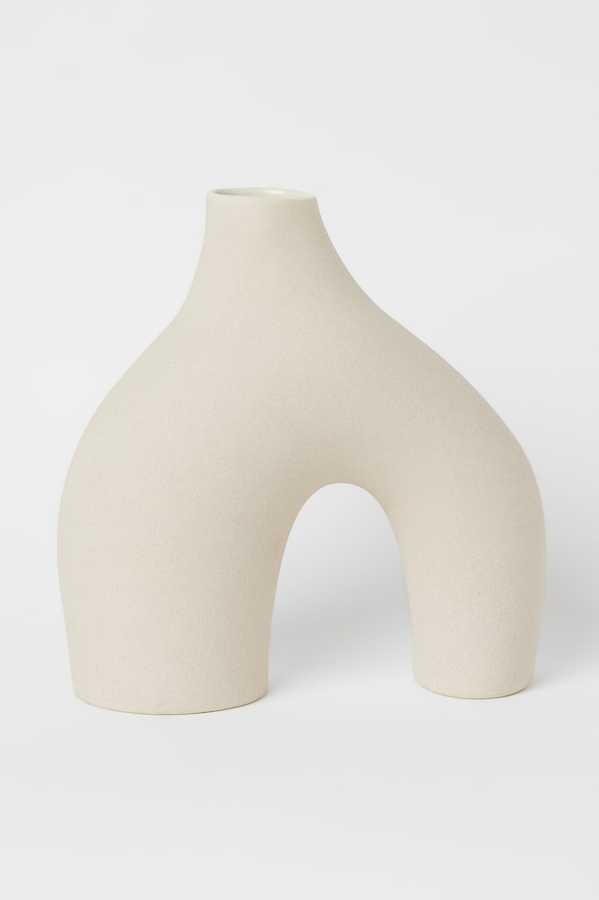 Large stoneware vase - Light beige/Black - 1