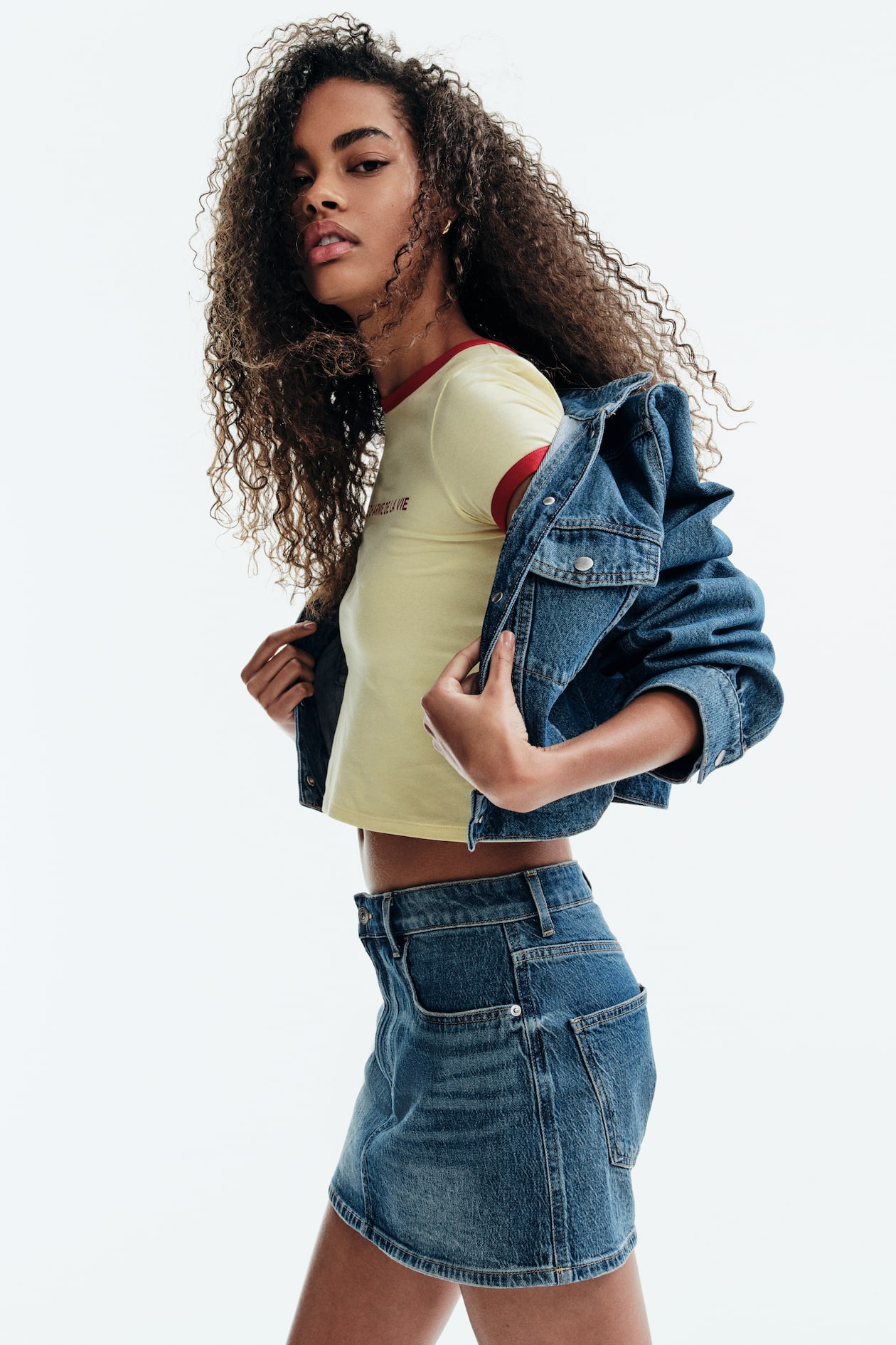 High-Waist Denim Skort - image 2