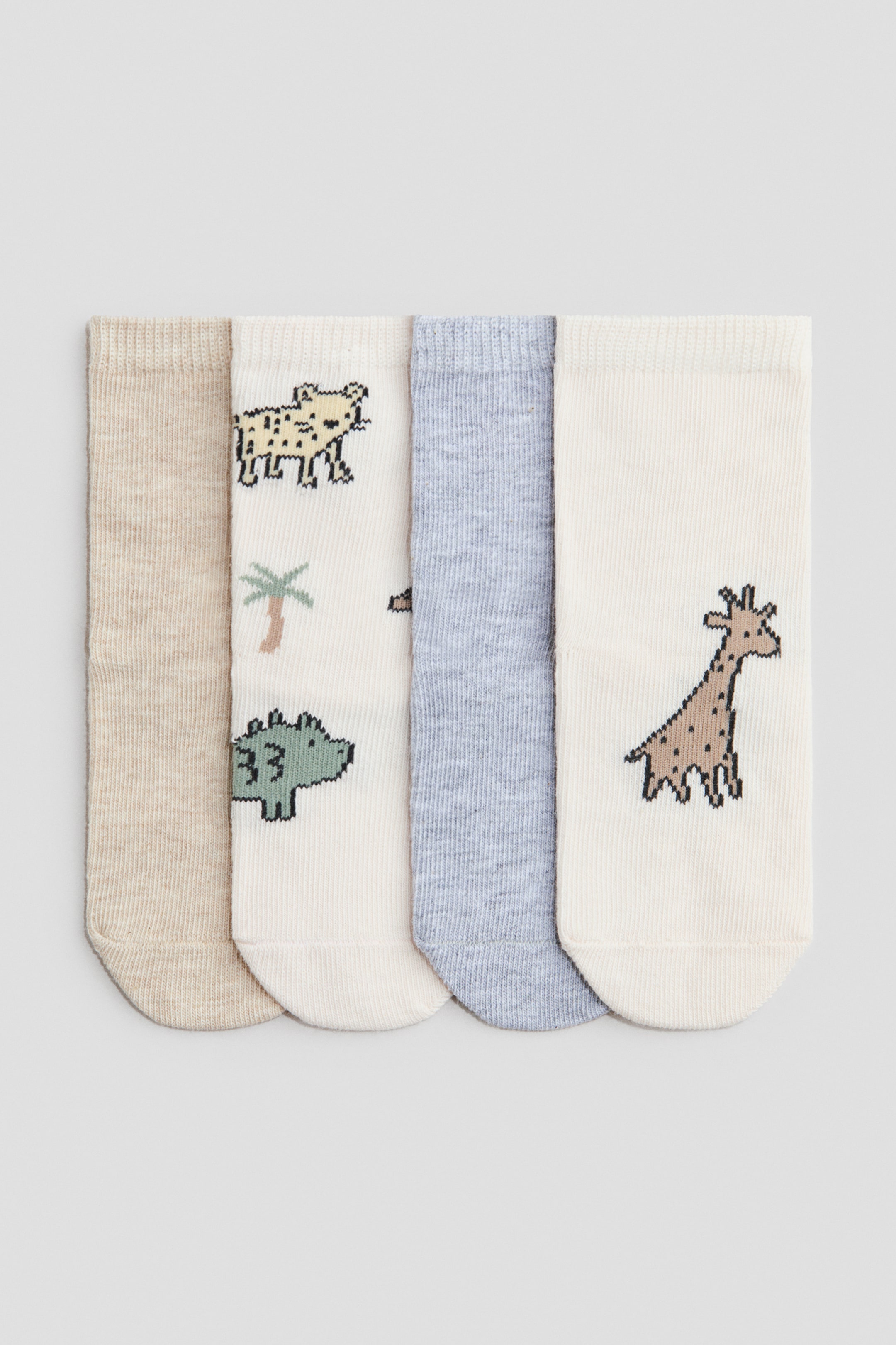 Grotere afbeelding bekijken: 4 paar sokken - Light beige/Animals - KINDEREN | H&M BE 1