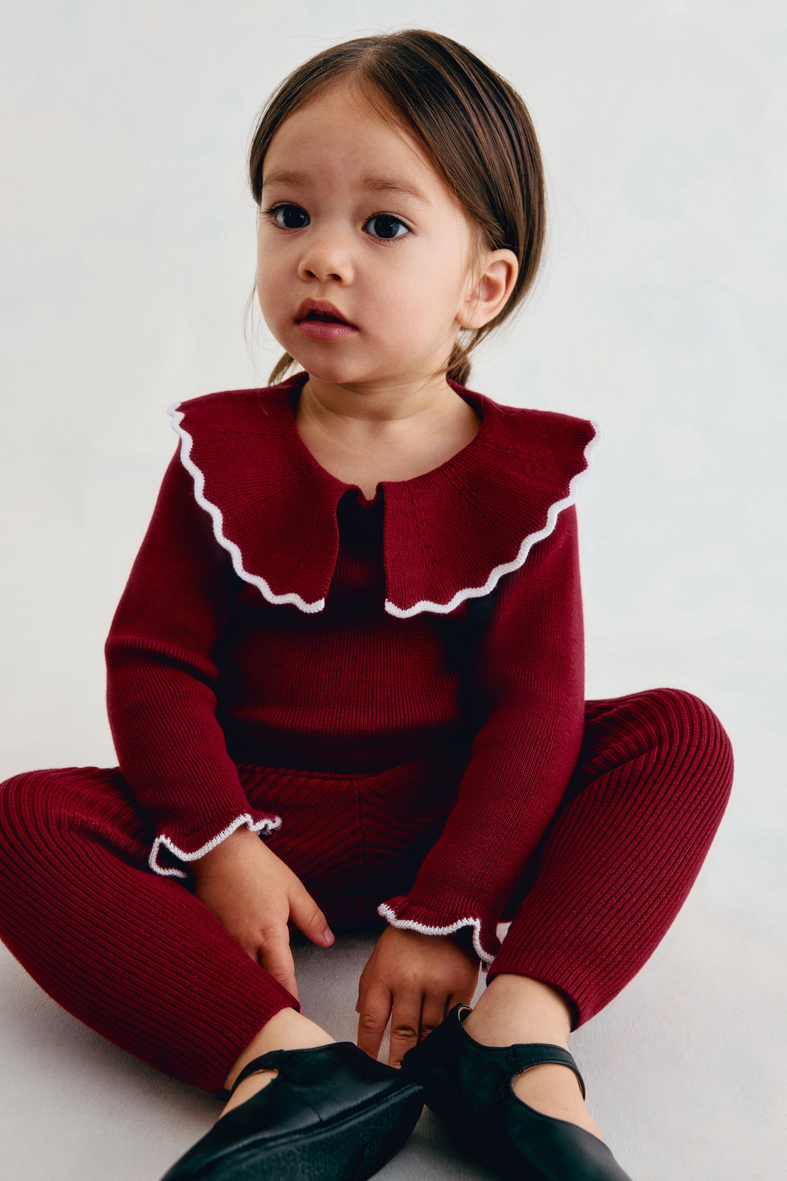 Детские комплекты H&M 2-Piece Cotton-Knit Set, цвет: Тёмный красный — фото 2