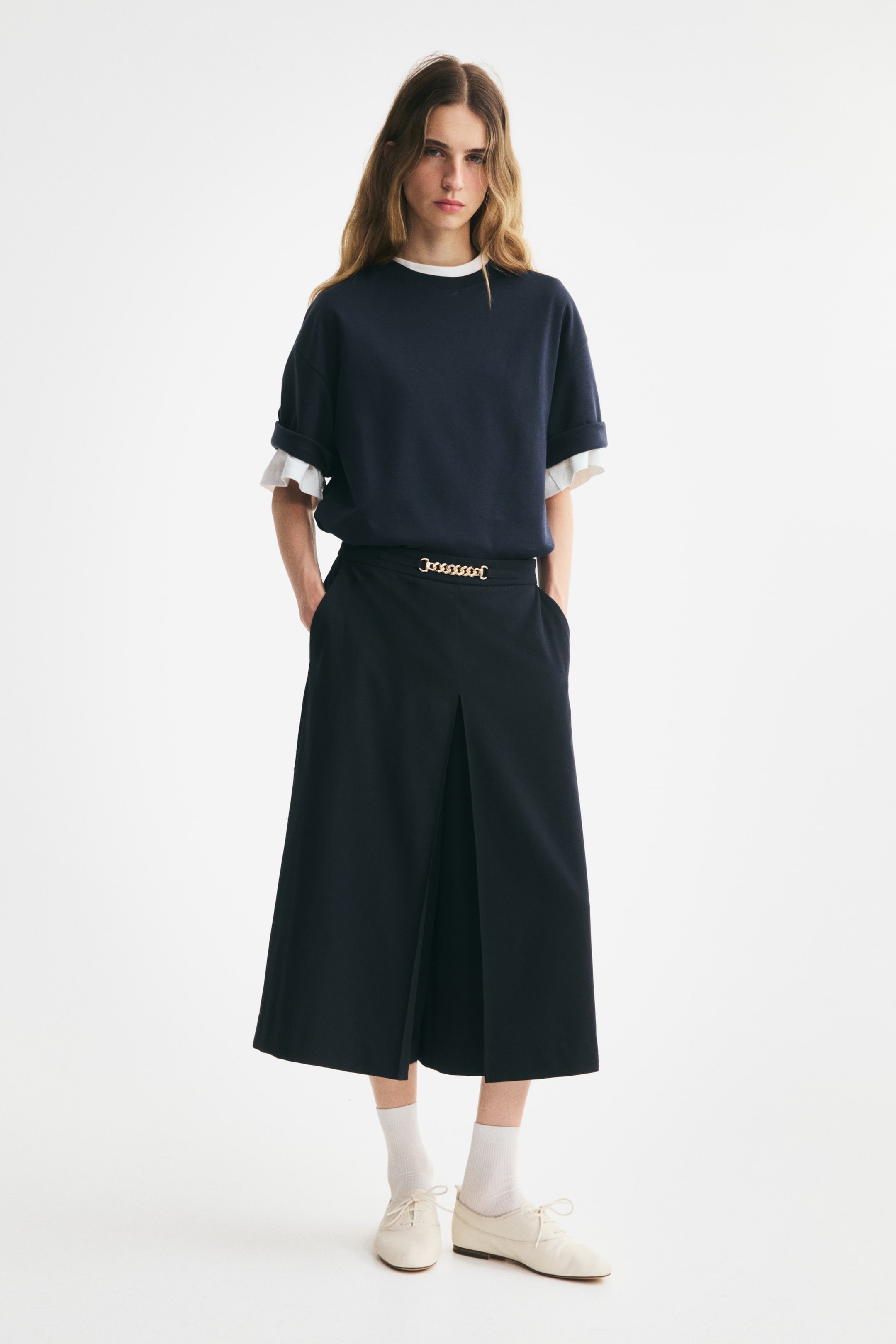 Pleat-Detail Culottes