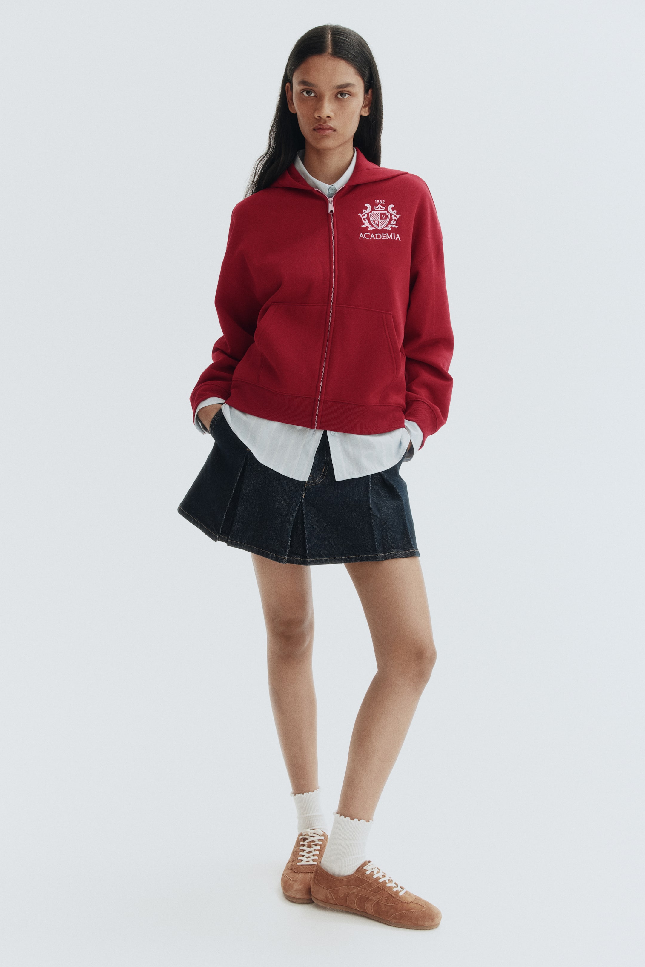 View larger image: Zip-through hoodie - Dark red/Academia - Ladies | H&M SG 1