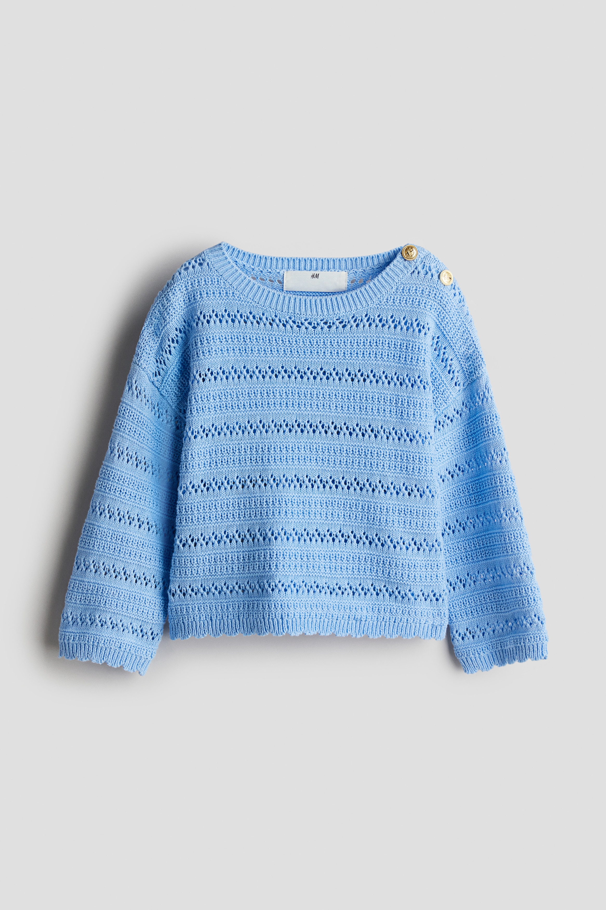 Baumwollpullover aus Pointellestrick - Blau/Rosa