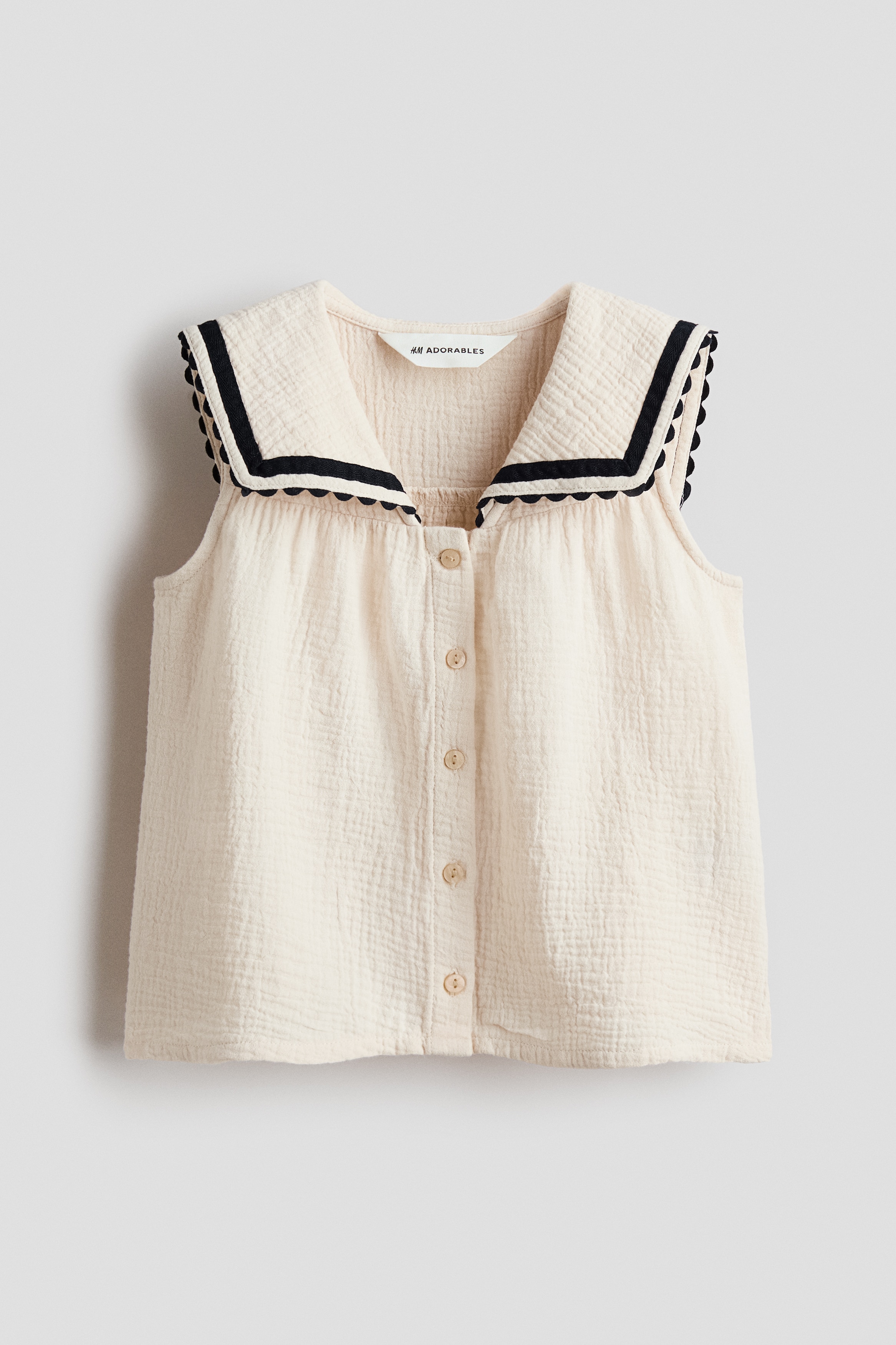 Cotton muslin blouse - Light beige