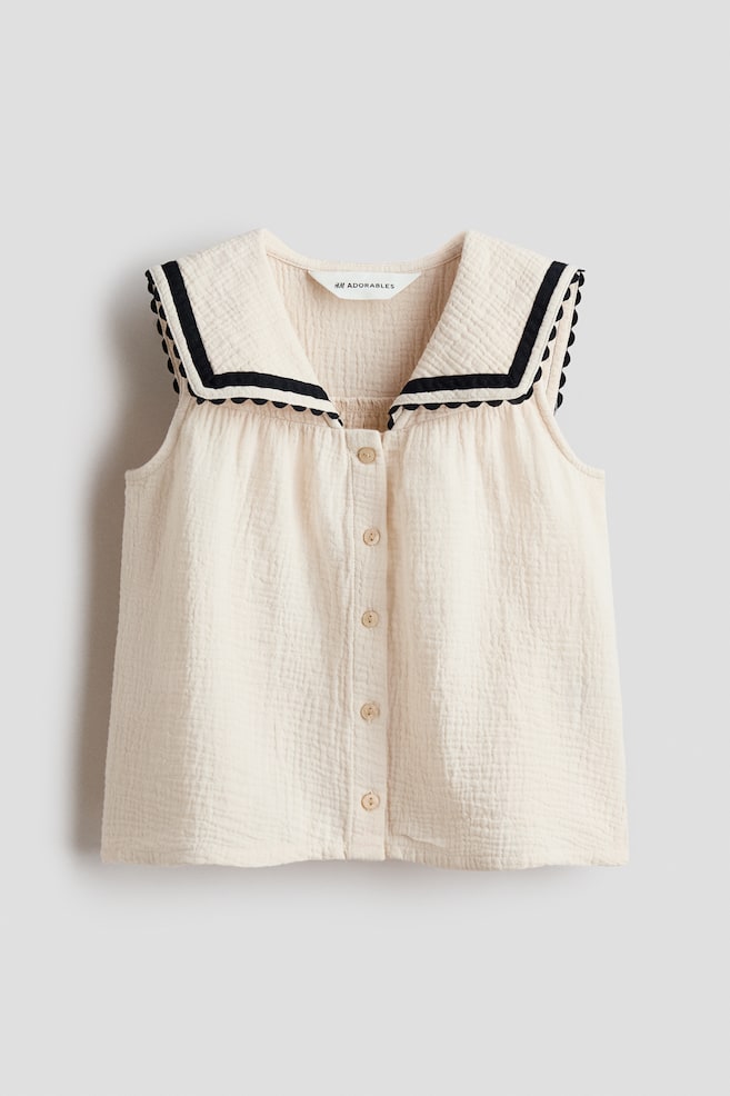 Cotton Muslin Blouse - Light beige - 1
