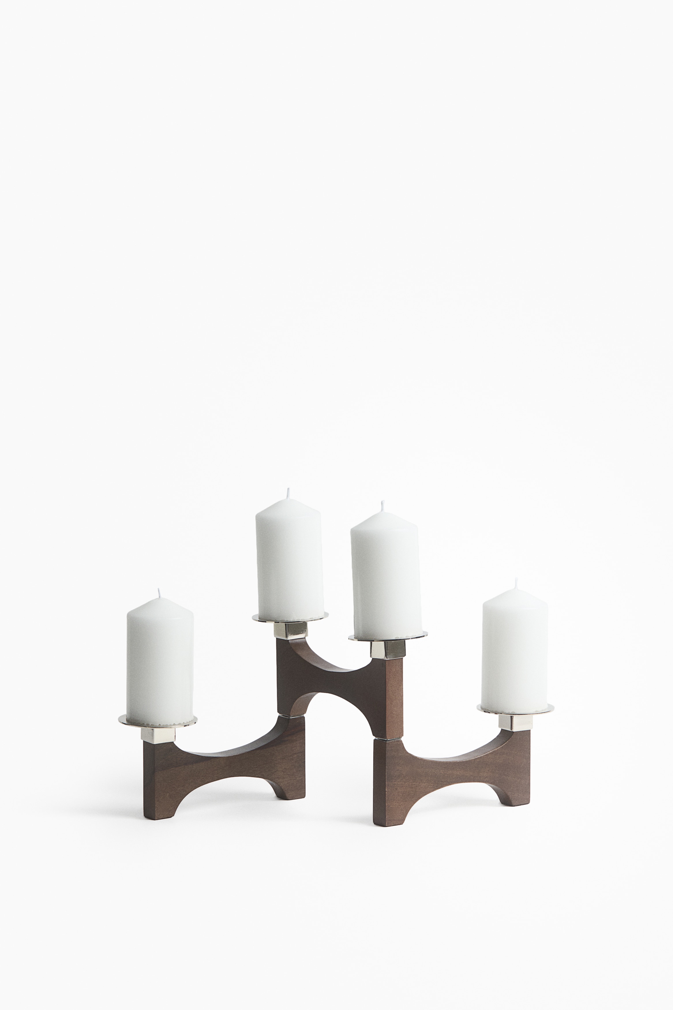 Foldable wooden candelabra - Dark brown