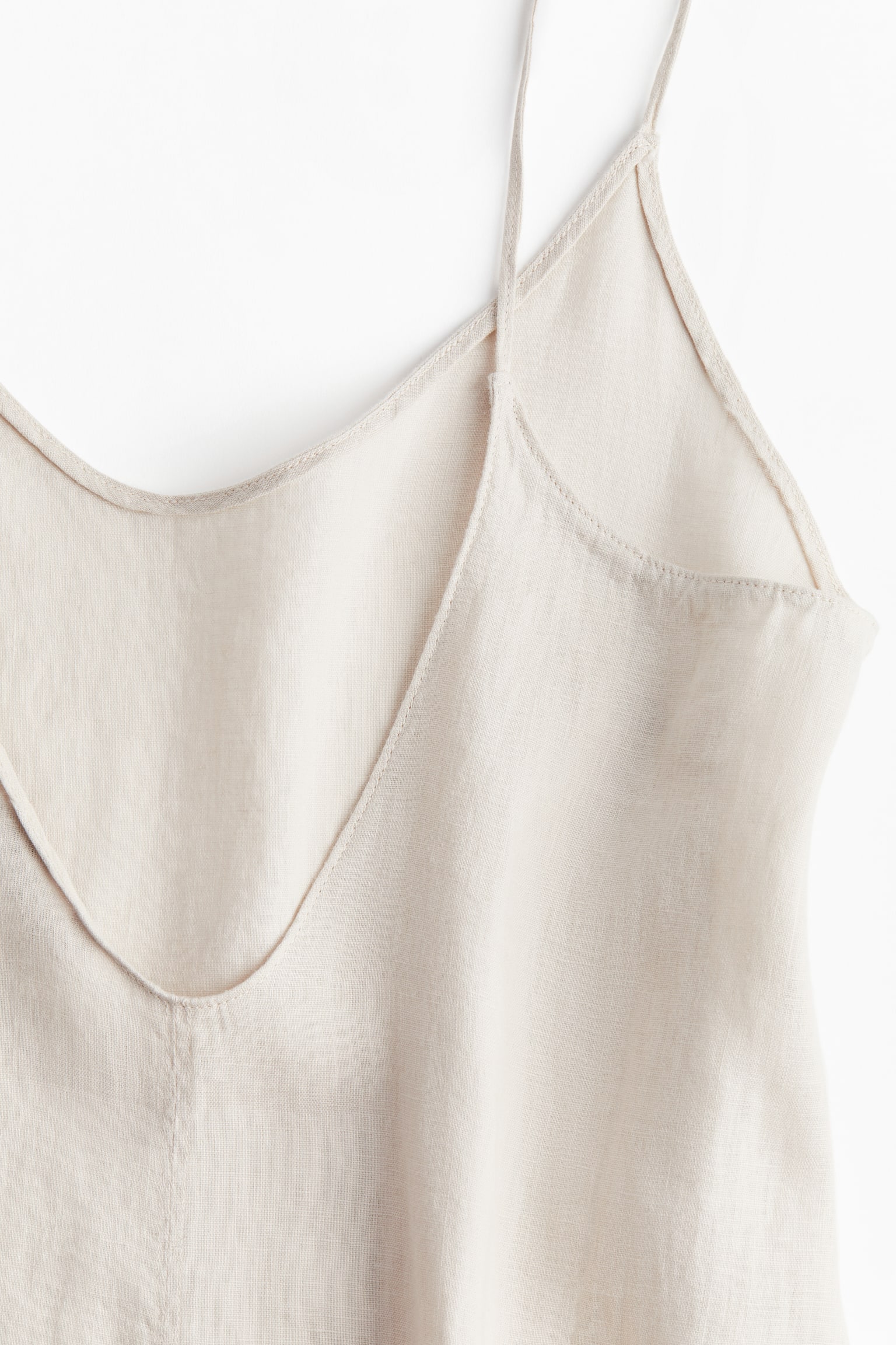 Linen strappy dress - Light beige/Black - 4