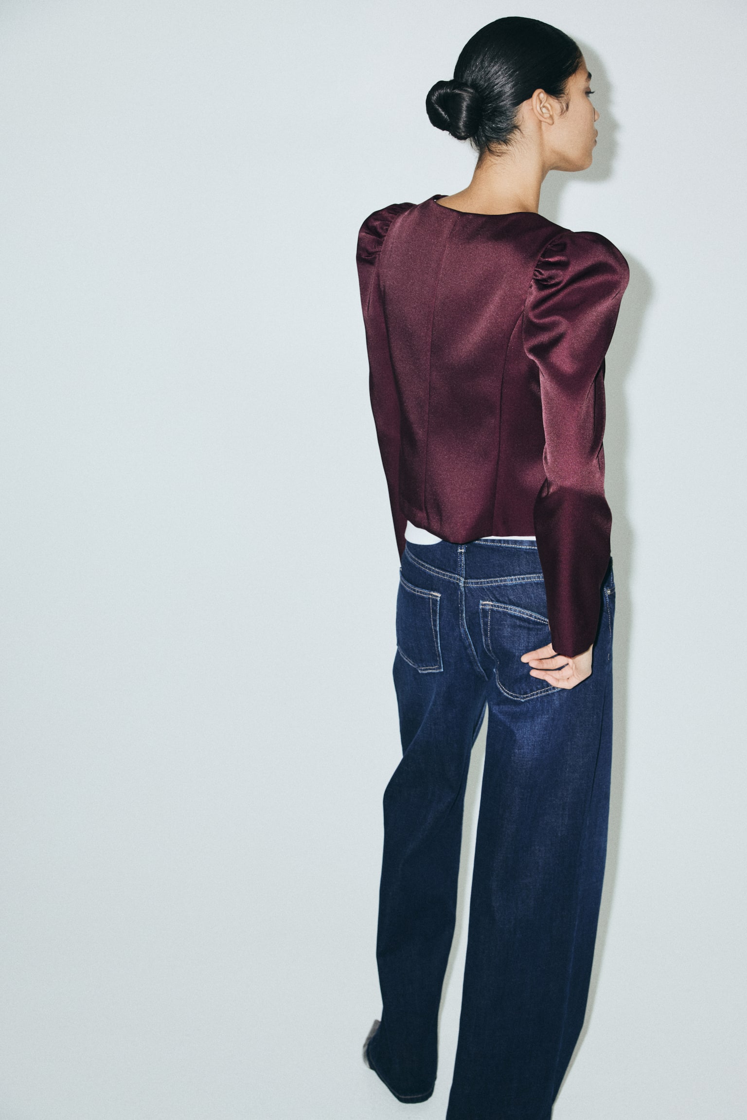 Puff-sleeved blouse - Bordo - 5