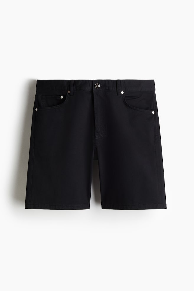 5-pocketshort van keper Regular Fit - Zwart/Lichtbeige/Zwart - 1