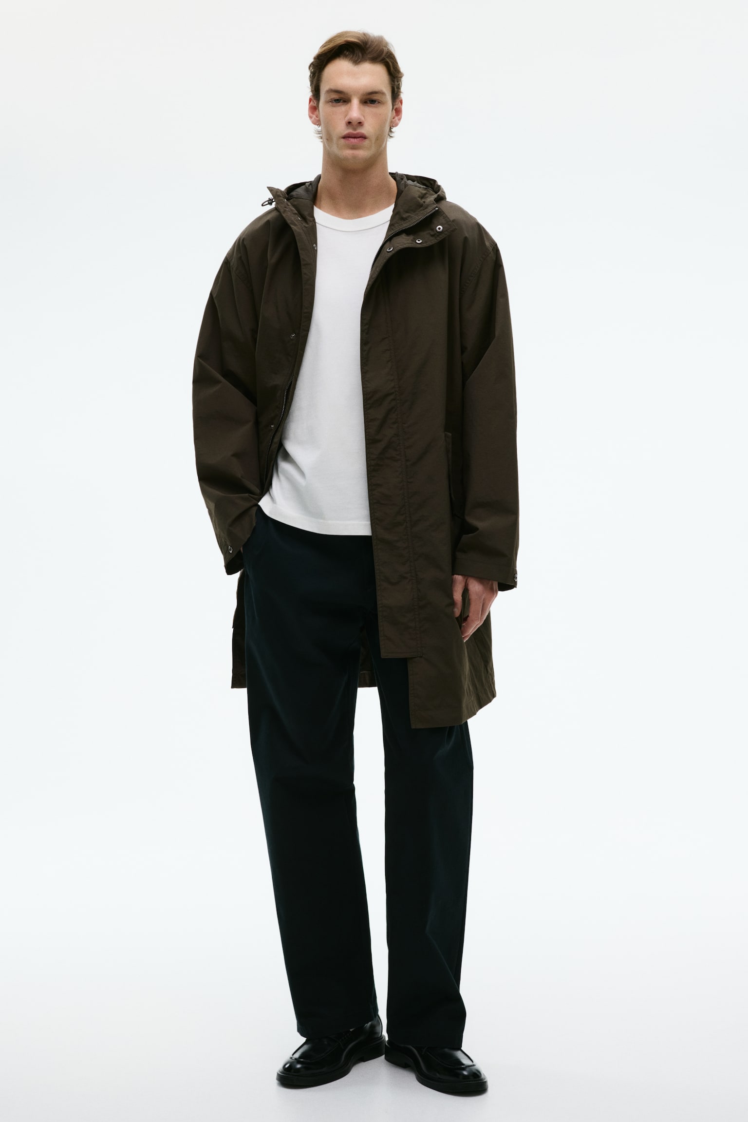 Áo khoác parka vải nylon có mũ - Màu xanh kaki đậm/Màu đen - 2