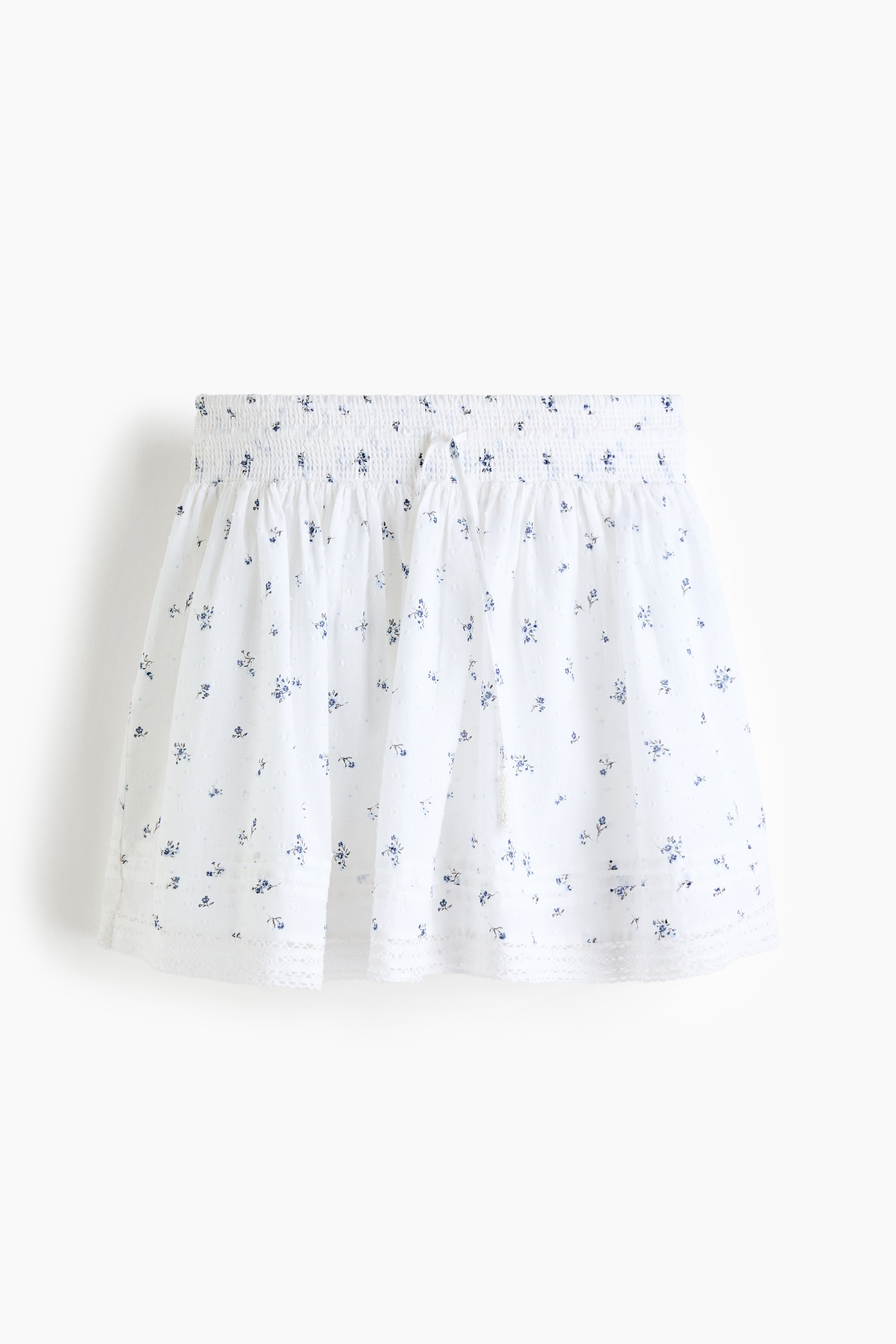 Cotton plumeti skirt - White/Blue floral