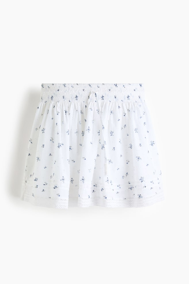 Cotton Plumeti Skirt - White/blue floral - 1