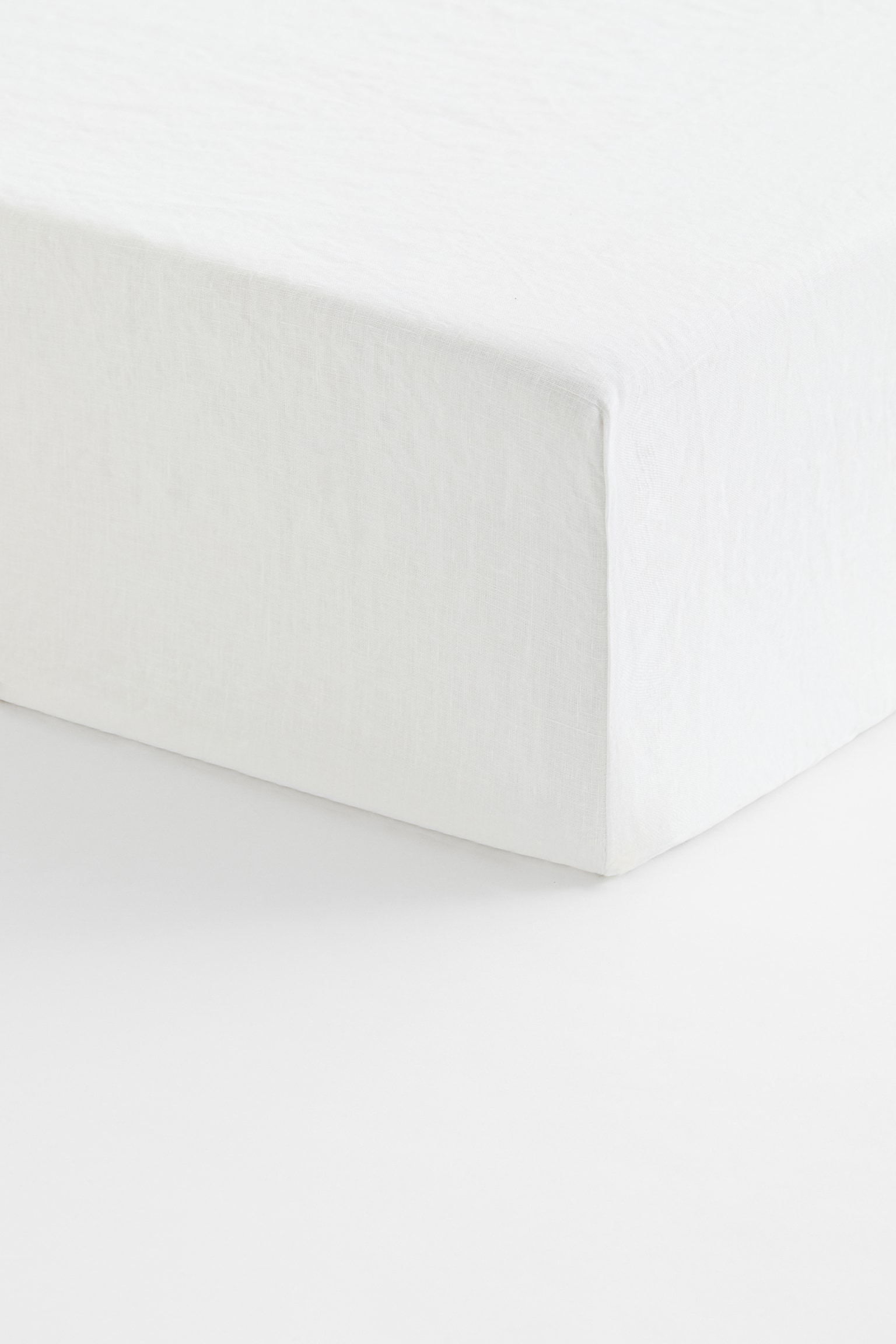 Washed linen fitted sheet - White - 1