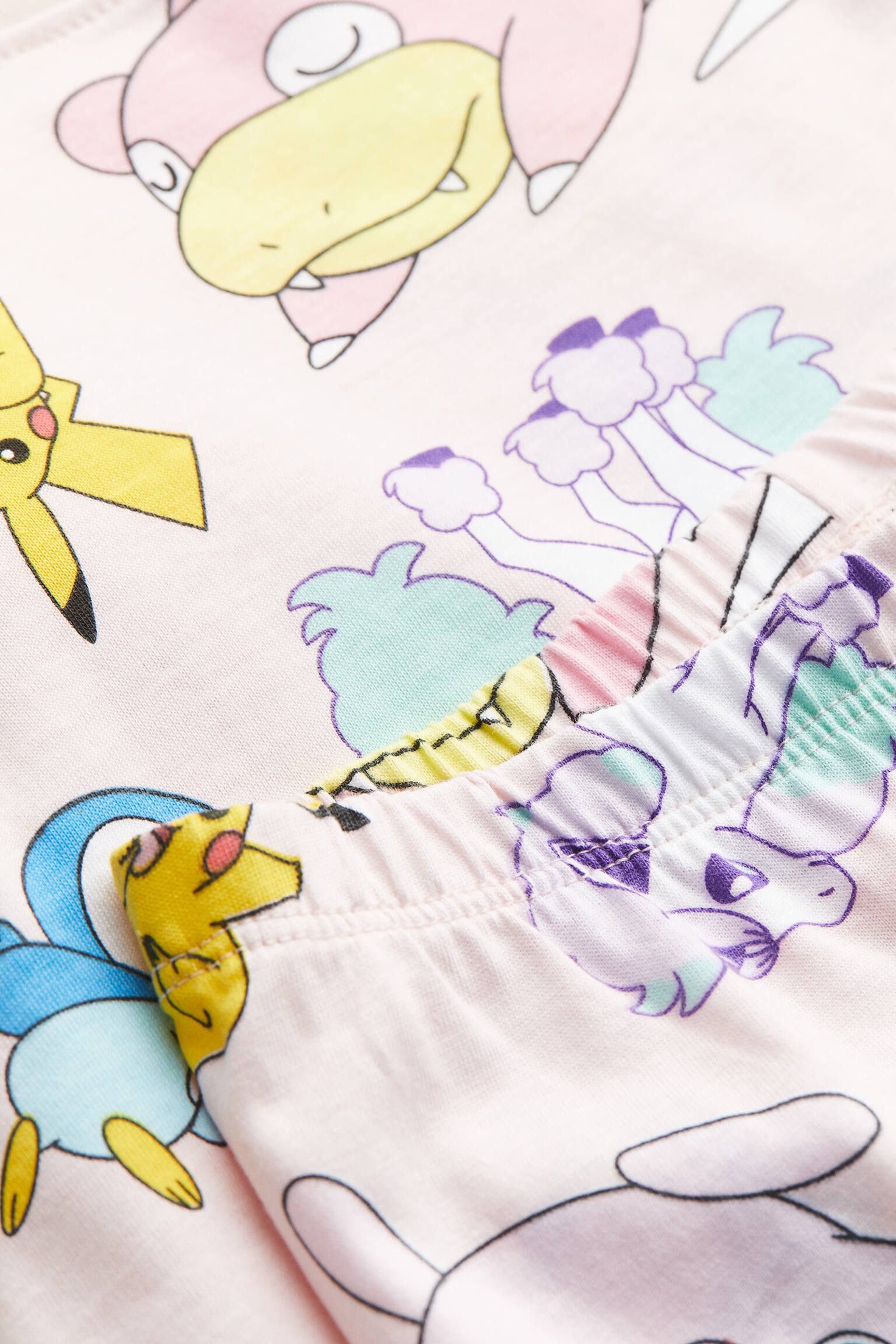 Bộ đồ ngủ vải jersey - Màu hồng nhạt/Pokémon/Xanh nhạt/Nữ hoàng băng giá/Màu kem/Bluey/Màu hồng/Hoa văn - 2