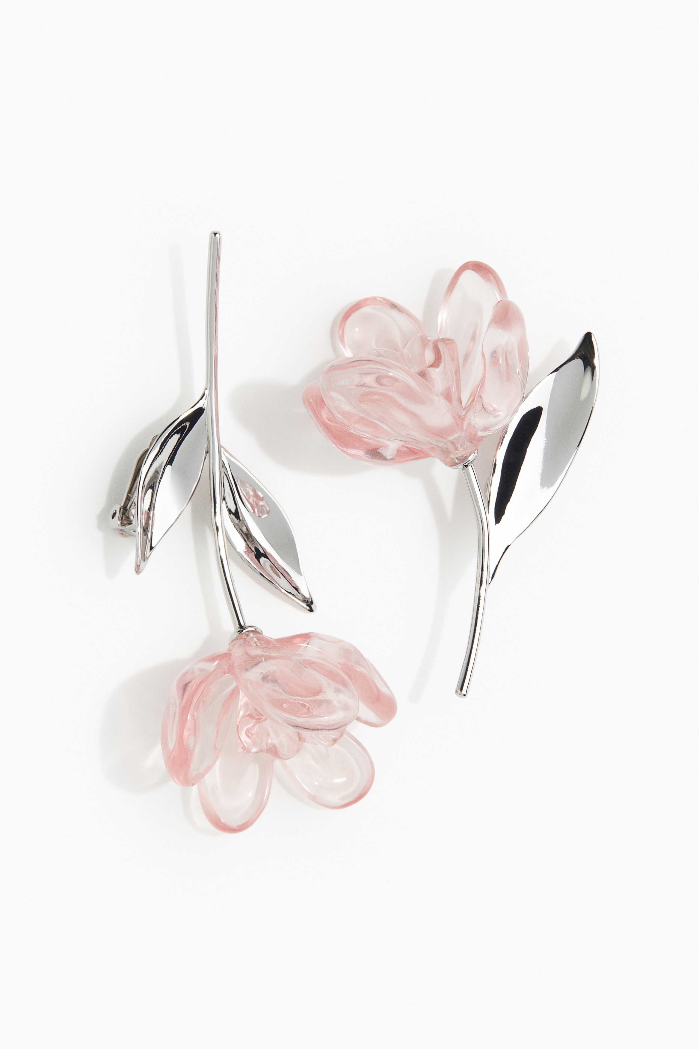 Bông tai kẹp - Màu bạc/Hồng nhạt