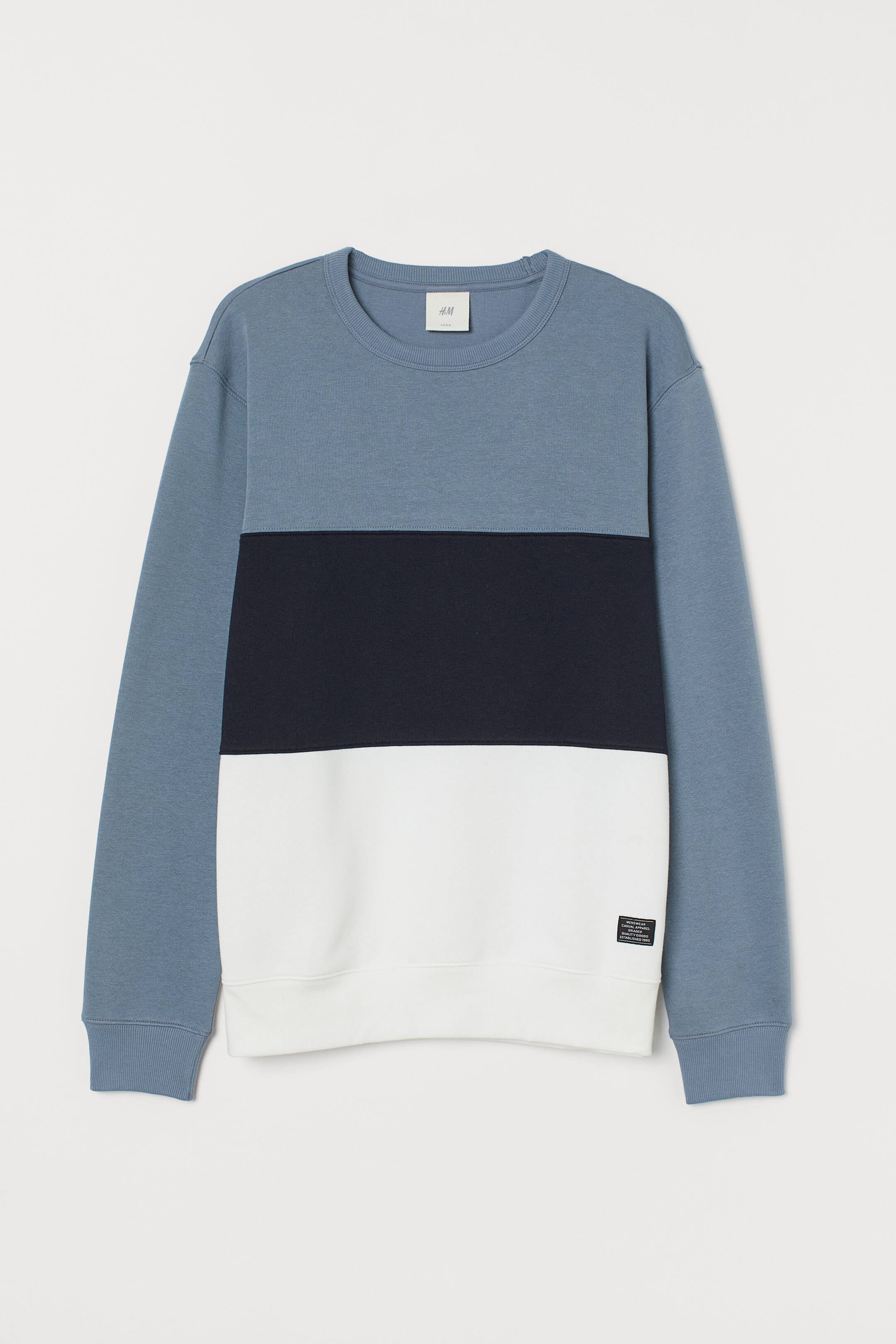 View larger image: Sweatshirt - Blue-grey/Dark blue/White - Men | H&M IE 1