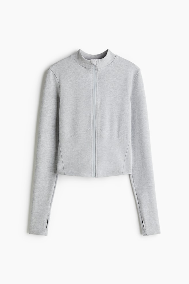 Seamless Sportjacke mit DryMove™ - Graumeliert/Blassblau - 1