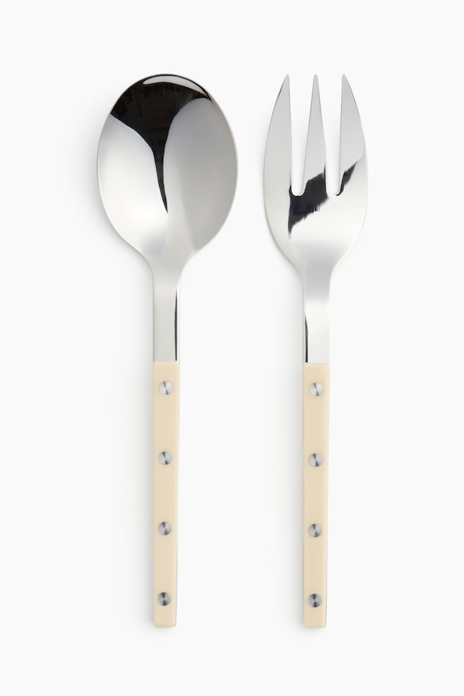 Cubiertos para ensalada en acero inoxidable - Beige claro/Negro/Verde - 1