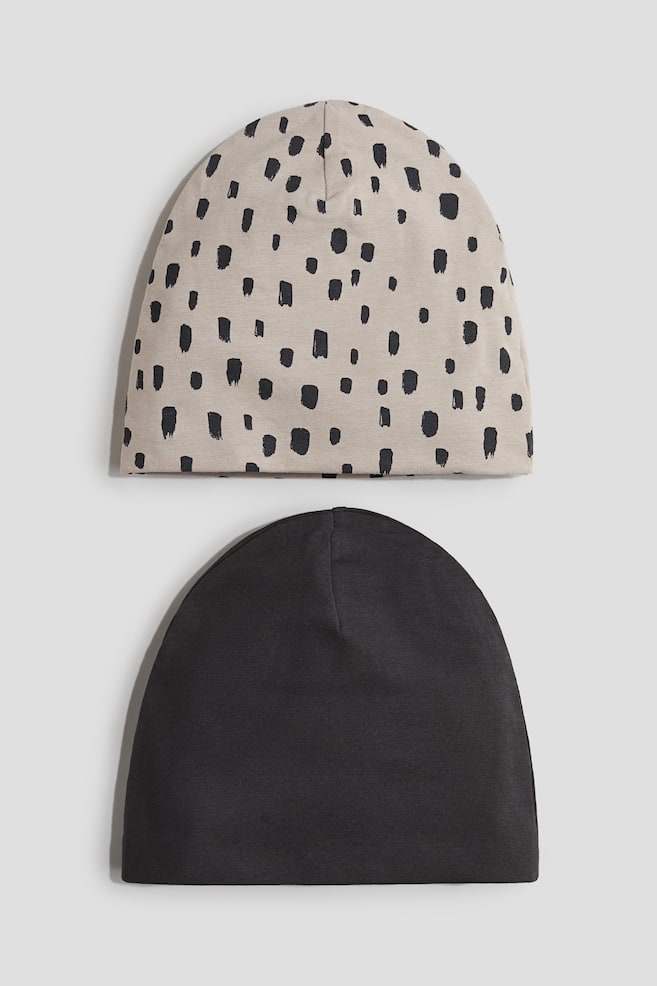 Pack de 2 gorros em algodão - Cinzento escuro/Bolas - 1