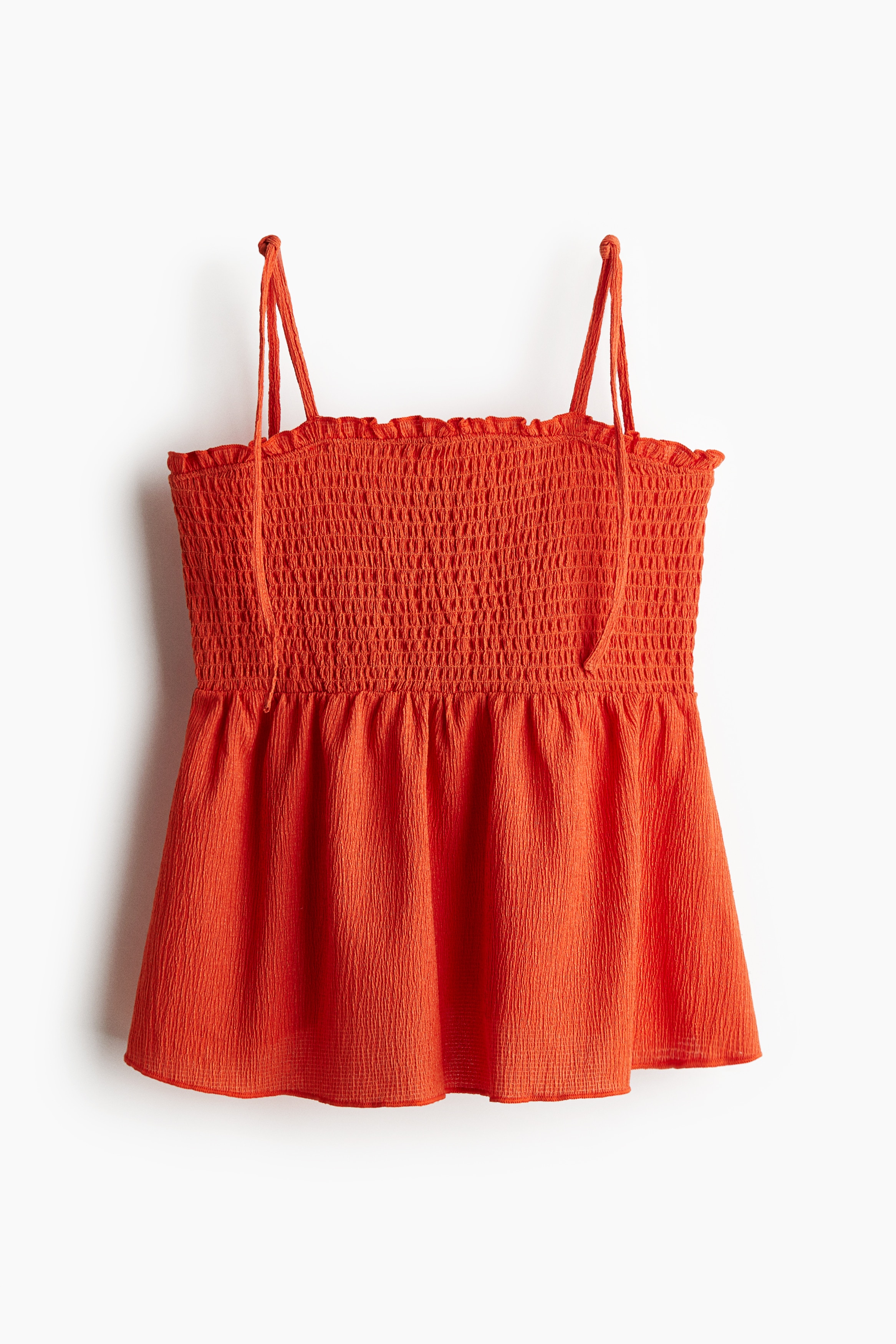 Top con smock e spalline sottili - Arancione brillante