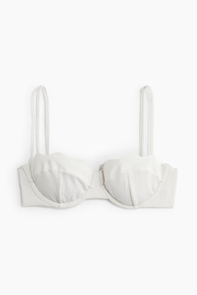 Balconette bikini top - White/Turquoise - 1