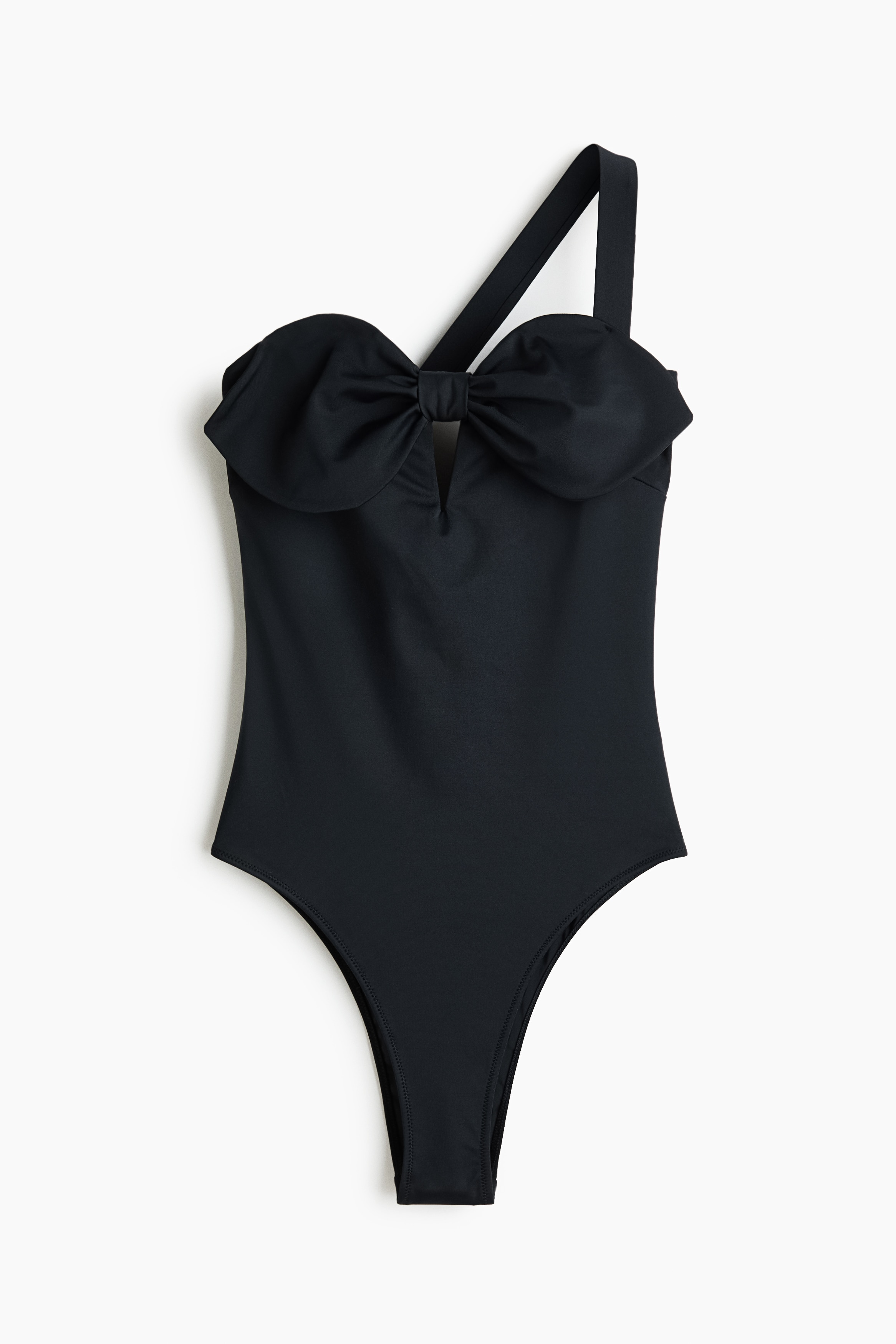 Bow-detail one-shoulder swimsuit - Black