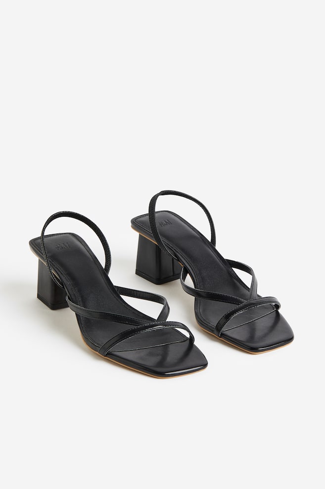 Heeled sandals - Black/Dark beige/Greige/Snakeskin-patterned/Silver-coloured - 5